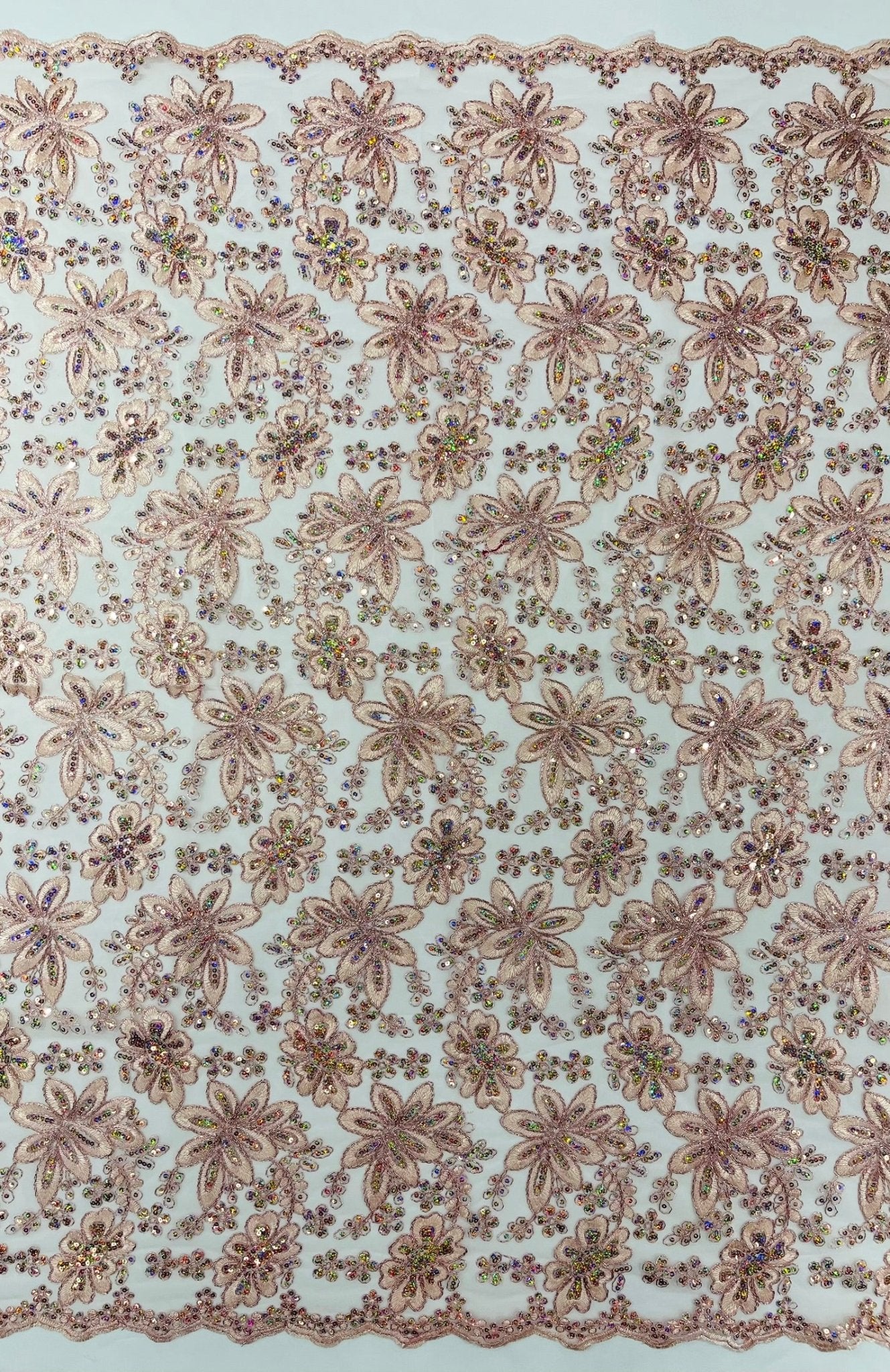 Metallic floral lace design embroidered 54" Wide | New Creations Fabric & Foam Inc. - New Creations Fabric & Foam Inc