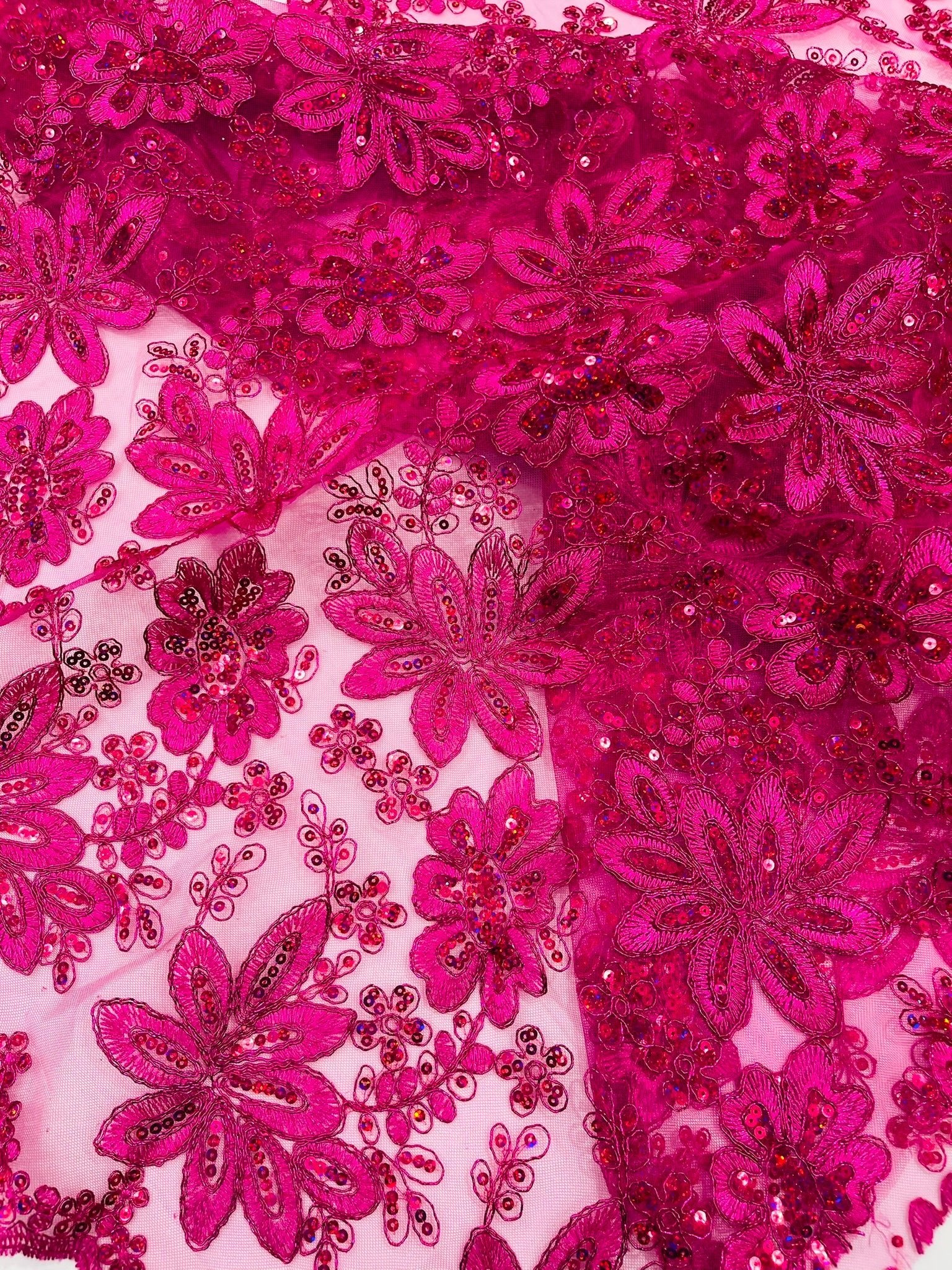 Metallic floral lace design embroidered 54" Wide | New Creations Fabric & Foam Inc. - New Creations Fabric & Foam Inc