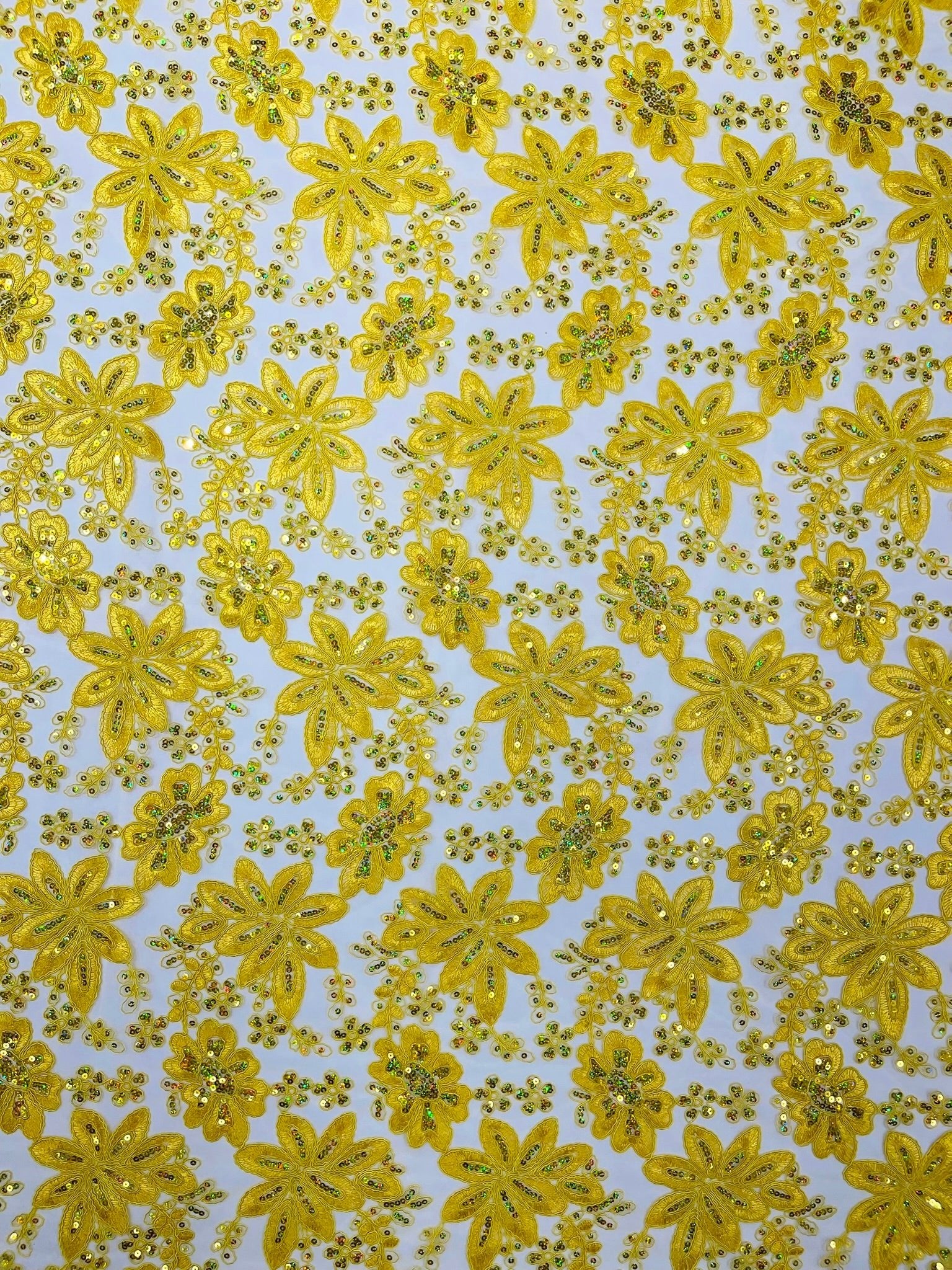 Metallic floral lace design embroidered 54" Wide | New Creations Fabric & Foam Inc. - New Creations Fabric & Foam Inc