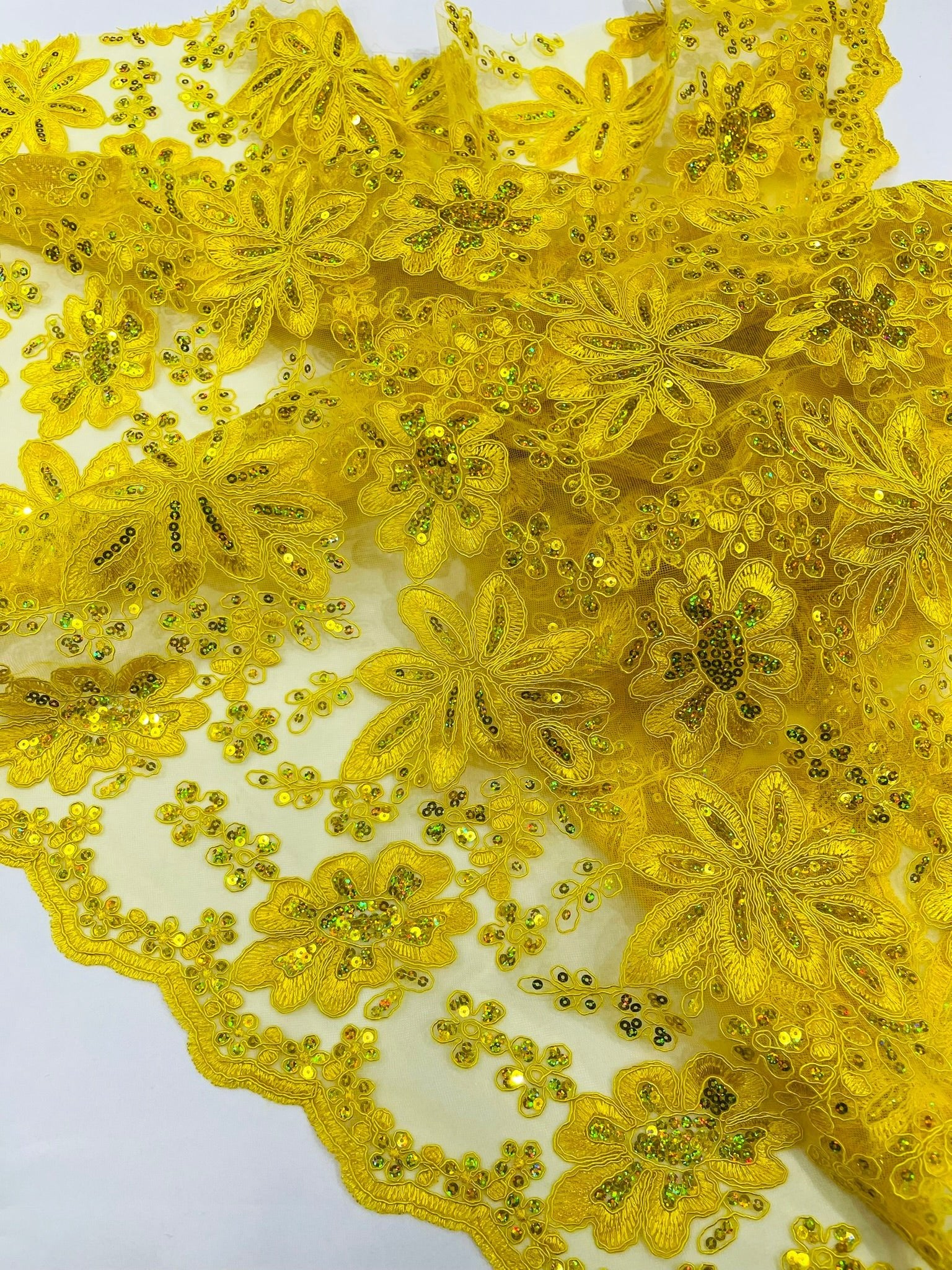 Metallic floral lace design embroidered 54" Wide | New Creations Fabric & Foam Inc. - New Creations Fabric & Foam Inc