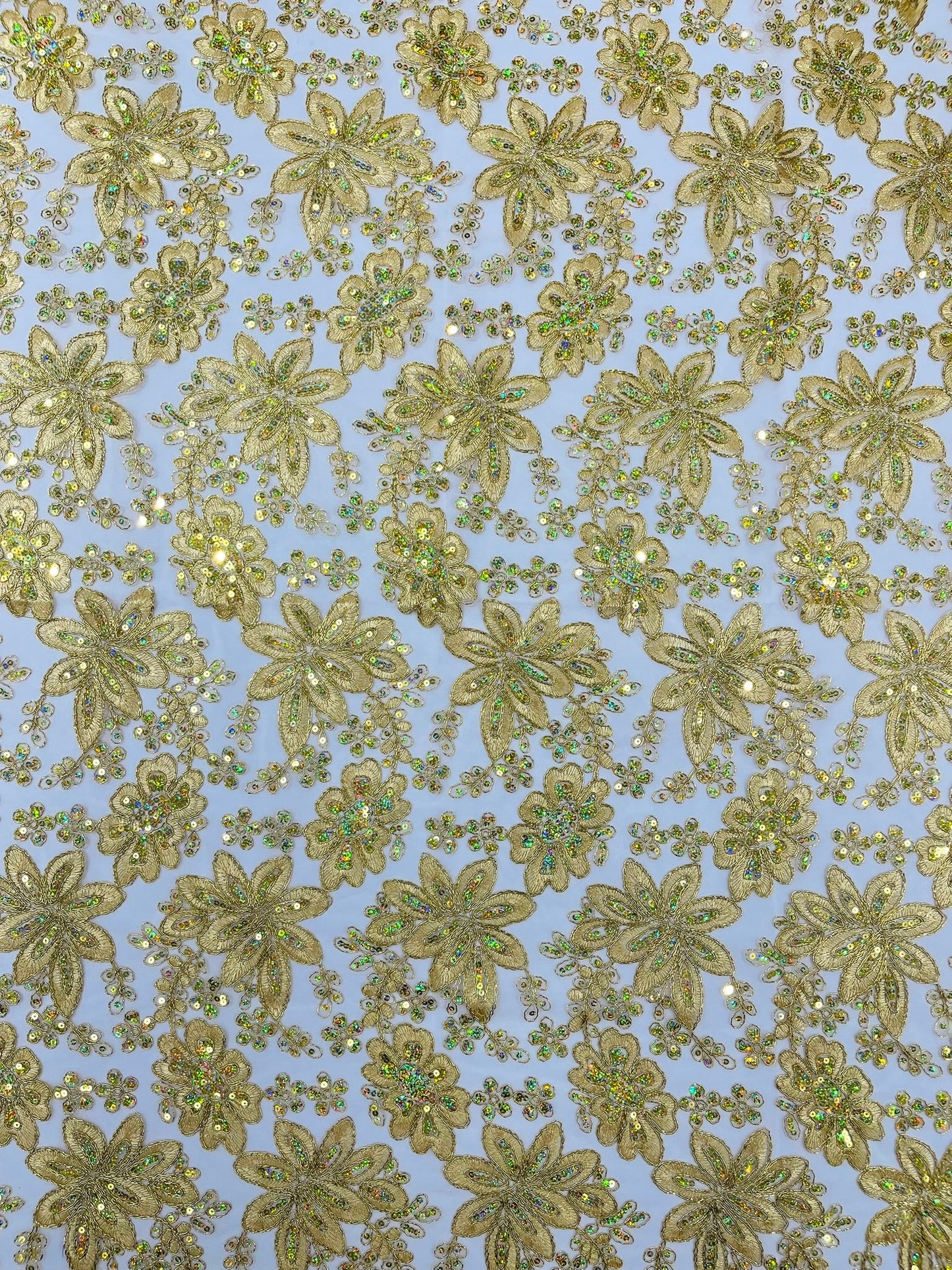 Metallic floral lace design embroidered 54" Wide | New Creations Fabric & Foam Inc. - New Creations Fabric & Foam Inc