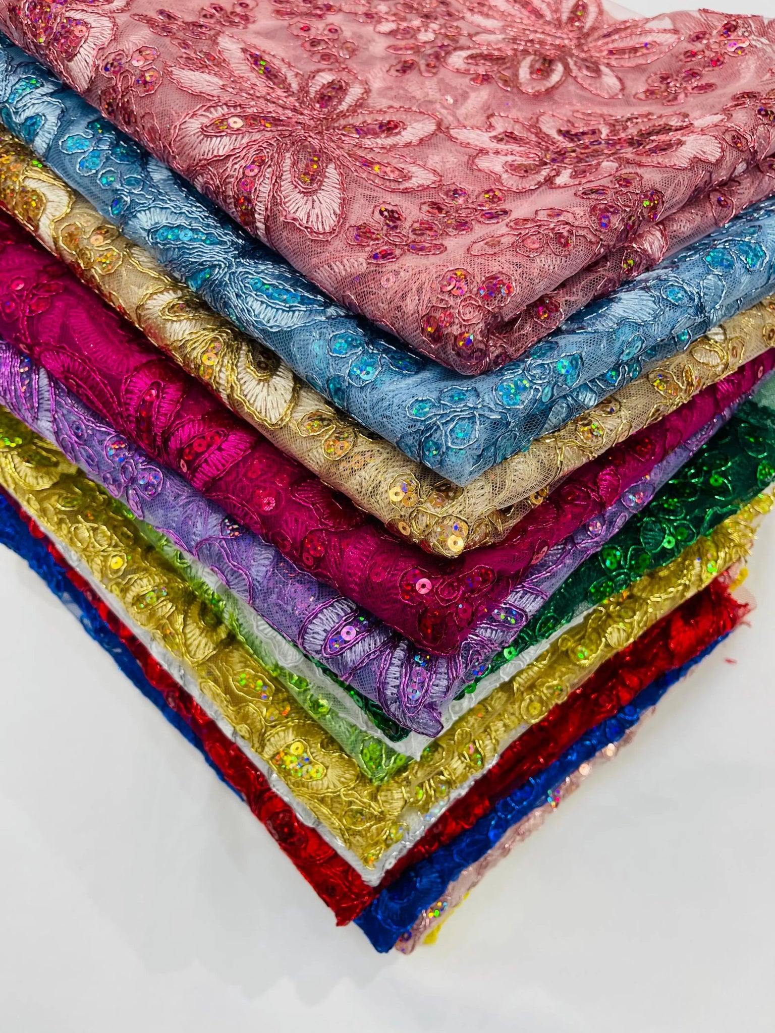 Metallic floral lace design embroidered 54" Wide | New Creations Fabric & Foam Inc. - New Creations Fabric & Foam Inc