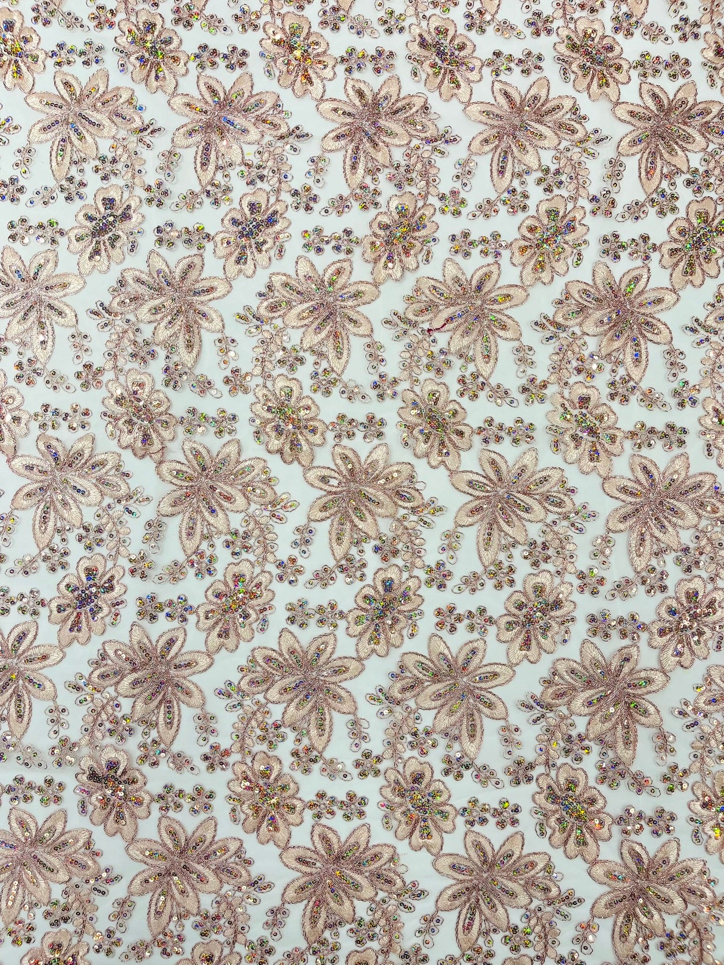 Metallic floral lace design embroidered 54" Wide | New Creations Fabric & Foam Inc. - New Creations Fabric & Foam Inc