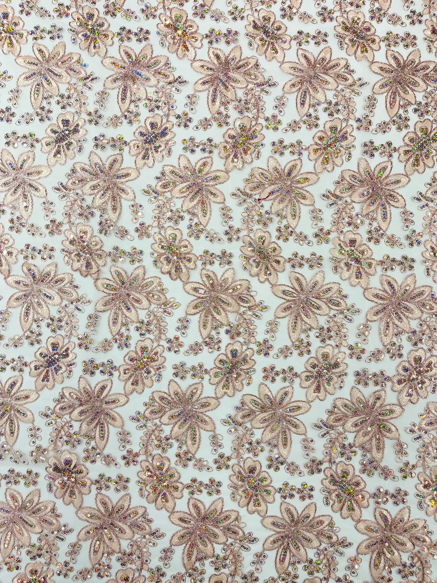 Metallic floral lace design embroidered 54" Wide | New Creations Fabric & Foam Inc. - New Creations Fabric & Foam Inc