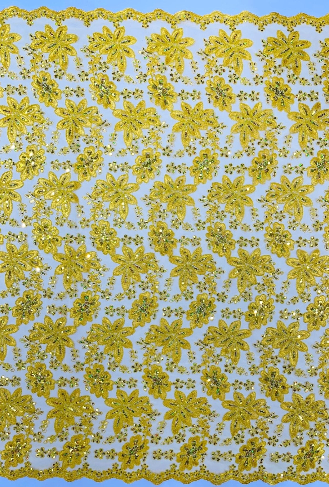 Metallic floral lace design embroidered 54" Wide | New Creations Fabric & Foam Inc. - New Creations Fabric & Foam Inc