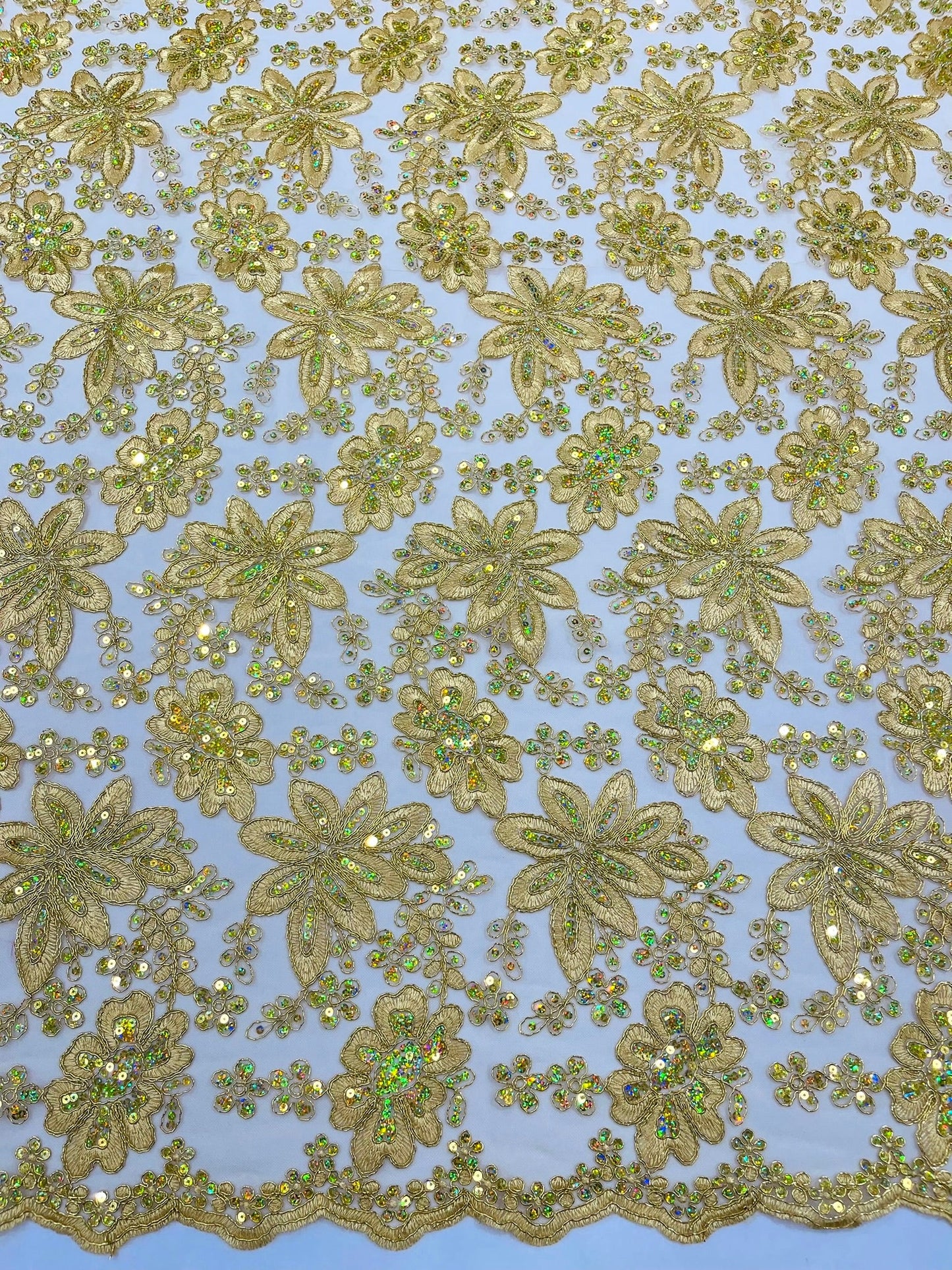 Metallic floral lace design embroidered 54" Wide | New Creations Fabric & Foam Inc. - New Creations Fabric & Foam Inc