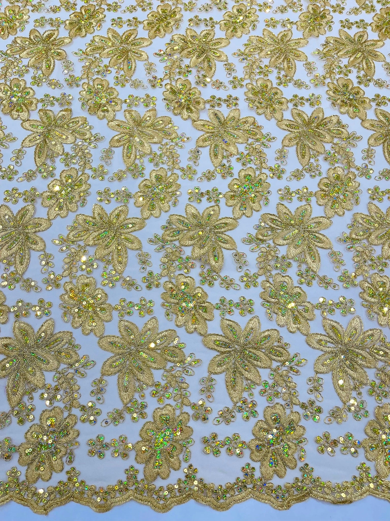 Metallic floral lace design embroidered 54" Wide | New Creations Fabric & Foam Inc. - New Creations Fabric & Foam Inc