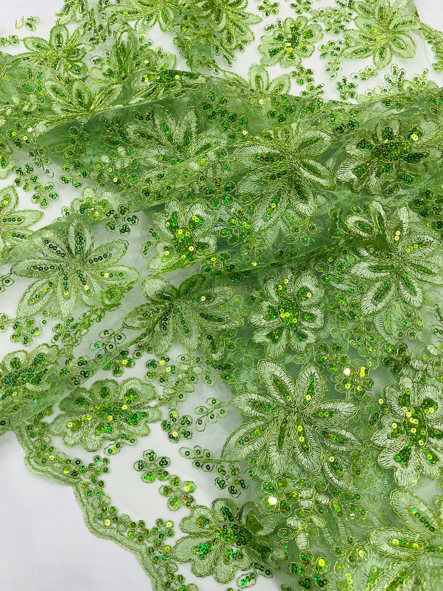 Metallic floral lace design embroidered 54" Wide | New Creations Fabric & Foam Inc. - New Creations Fabric & Foam Inc