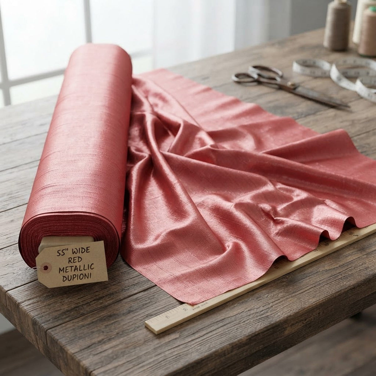 Metallic Polyester Dupioni Faux Silk Fabric | 55" Wide Wedding, Home Decor. - New Creations Fabric & Foam Inc