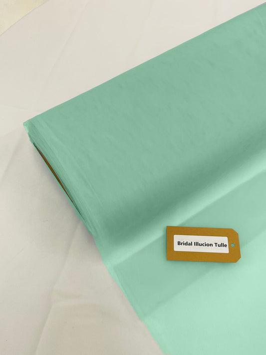 Mint - Bridal Illusion Tulle 108"Wide Polyester Premium Tulle Fabric Bolt, By The Roll. - New Creations Fabric & Foam Inc