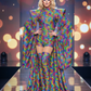 Multi Color Fabric with Retro Sequin Design, 4-Way Stretch Lurex for Costume Sewing