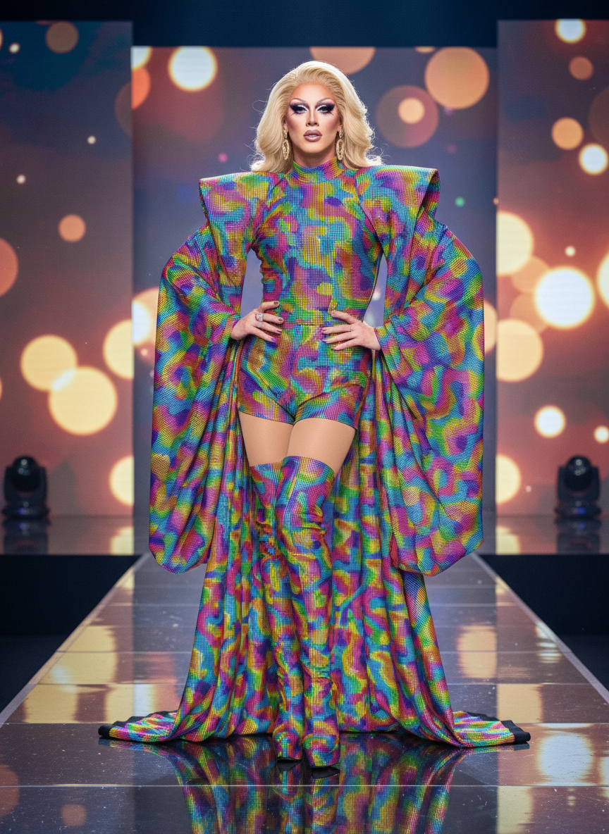 Multi Color Fabric with Retro Sequin Design, 4-Way Stretch Lurex for Costume Sewing