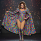 Multi Color Fabric with Retro Sequin Design, 4-Way Stretch Lurex for Costume Sewing