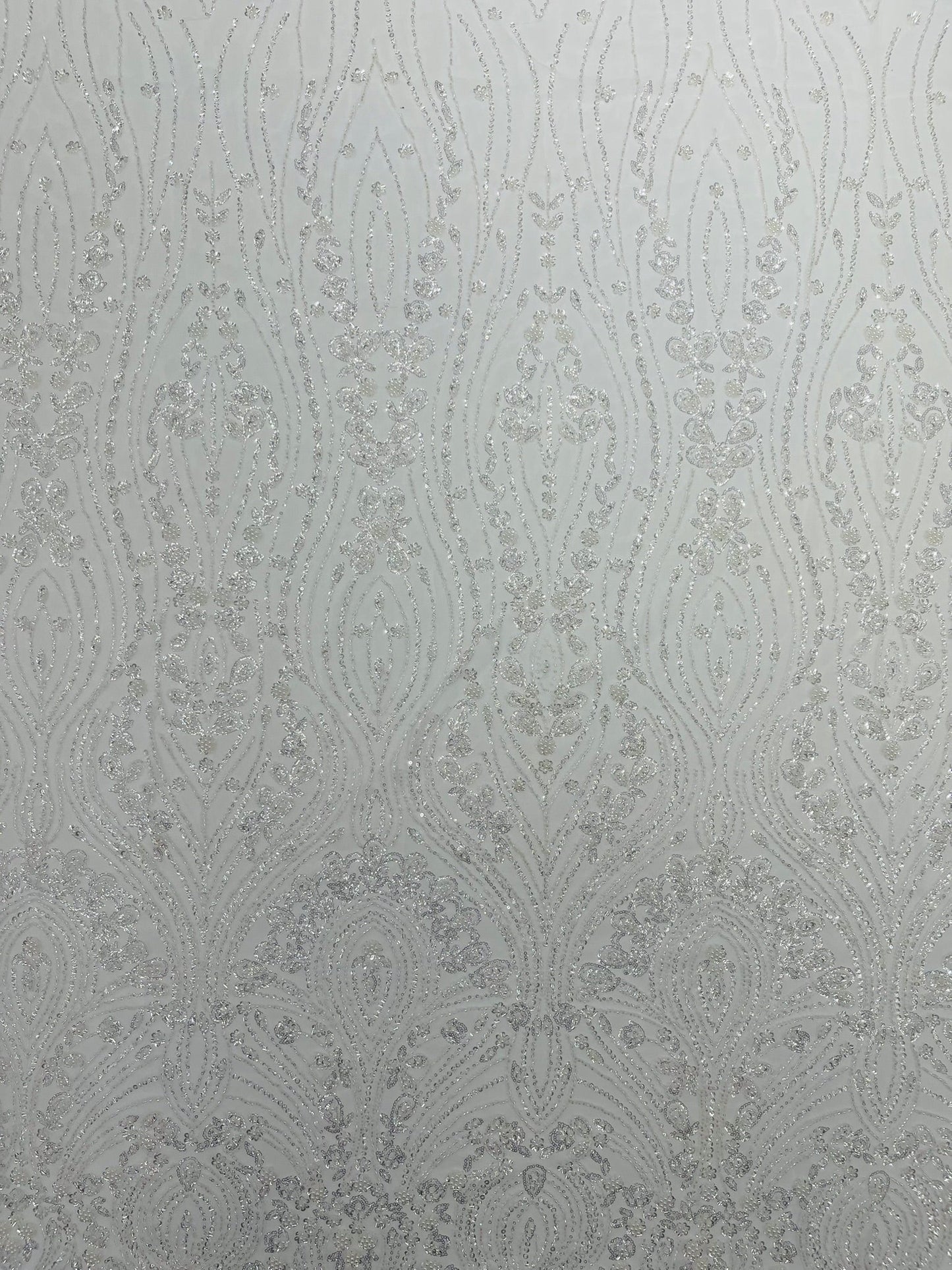 Modern Luxury Beaded Fabric Embroidered on a Mesh Lace 54” Wide| New Creations Fabric & Foam Inc. - New Creations Fabric & Foam Inc