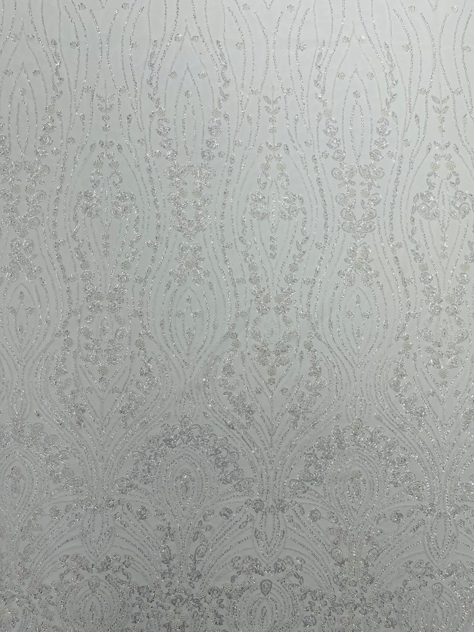 Modern Luxury Beaded Fabric Embroidered on a Mesh Lace 54” Wide| New Creations Fabric & Foam Inc. - New Creations Fabric & Foam Inc