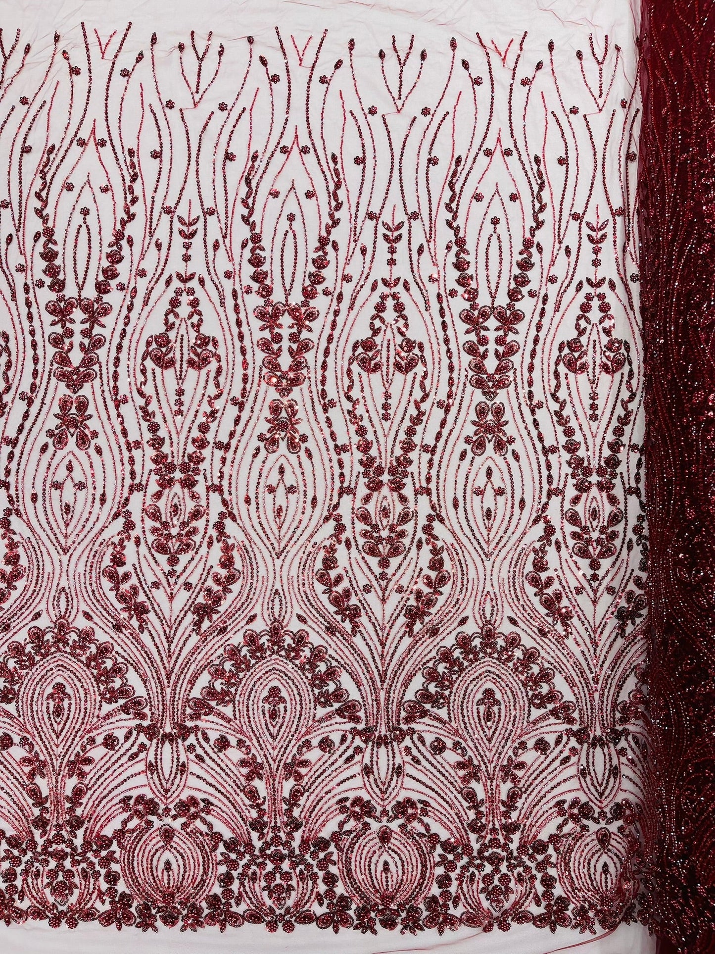 Modern Luxury Beaded Fabric Embroidered on a Mesh Lace 54” Wide| New Creations Fabric & Foam Inc. - New Creations Fabric & Foam Inc