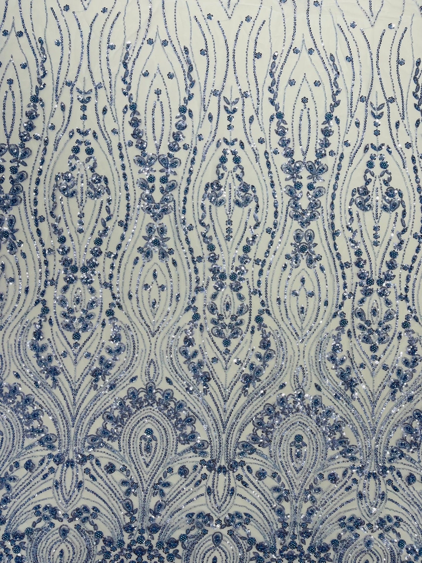 Modern Luxury Beaded Fabric Embroidered on a Mesh Lace 54” Wide| New Creations Fabric & Foam Inc. - New Creations Fabric & Foam Inc