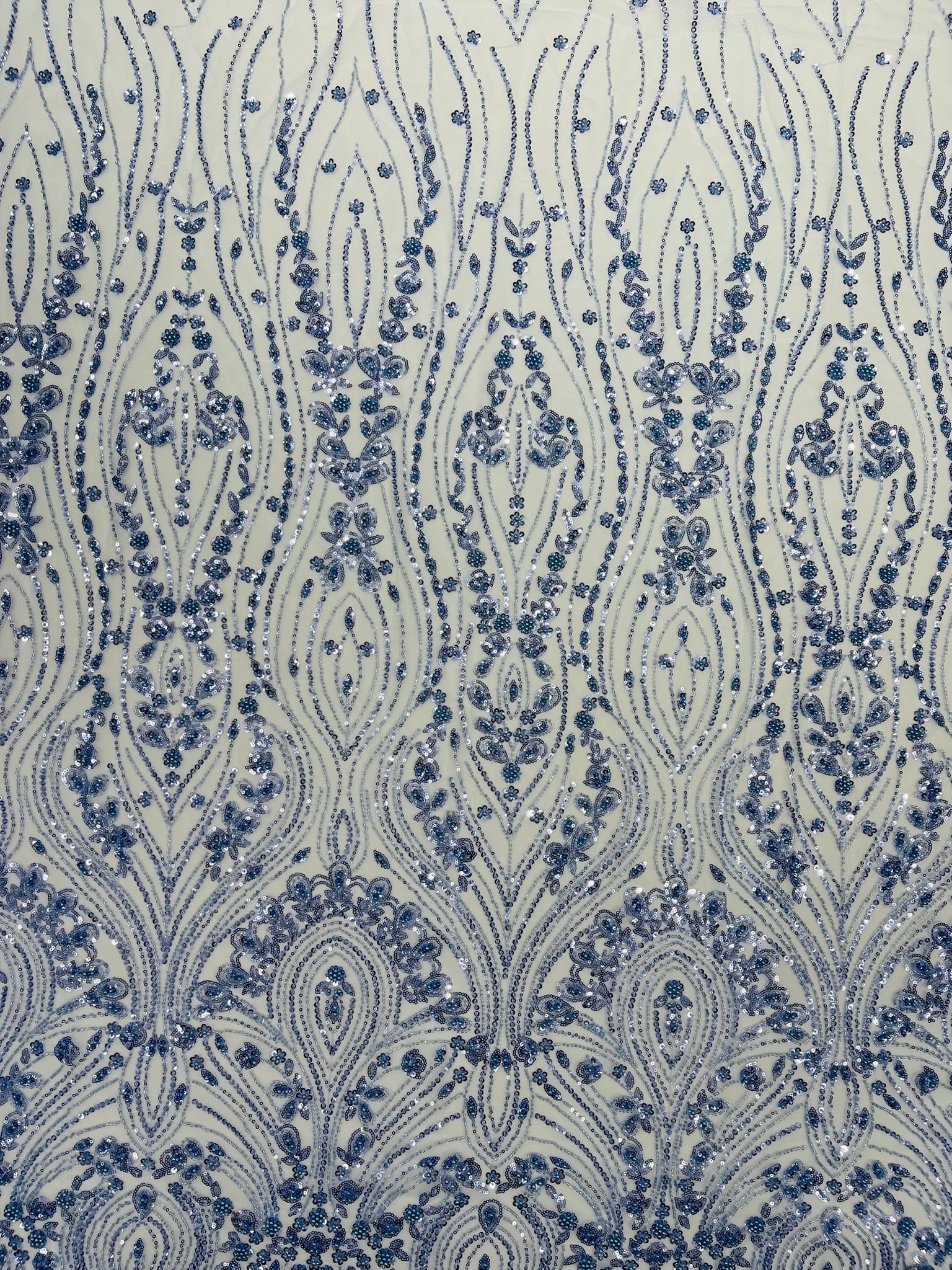 Modern Luxury Beaded Fabric Embroidered on a Mesh Lace 54” Wide| New Creations Fabric & Foam Inc. - New Creations Fabric & Foam Inc