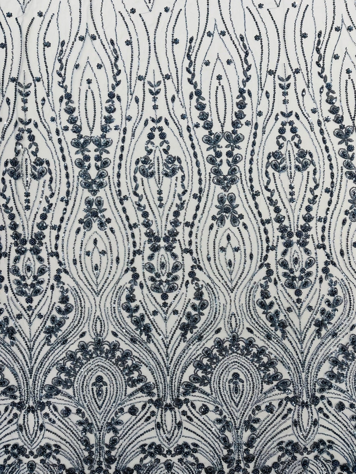 Modern Luxury Beaded Fabric Embroidered on a Mesh Lace 54” Wide| New Creations Fabric & Foam Inc. - New Creations Fabric & Foam Inc