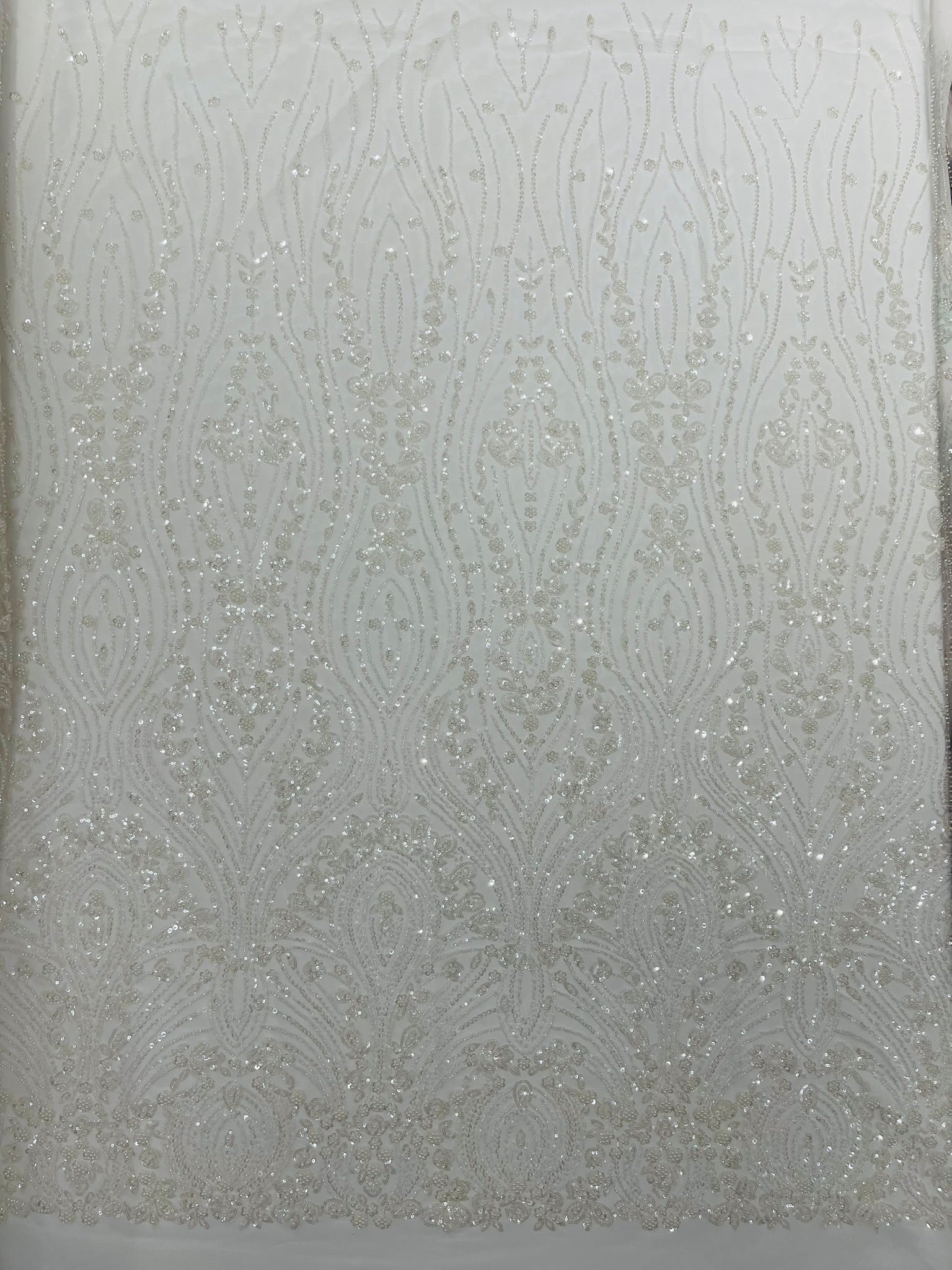 Modern Luxury Beaded Fabric Embroidered on a Mesh Lace 54” Wide| New Creations Fabric & Foam Inc. - New Creations Fabric & Foam Inc