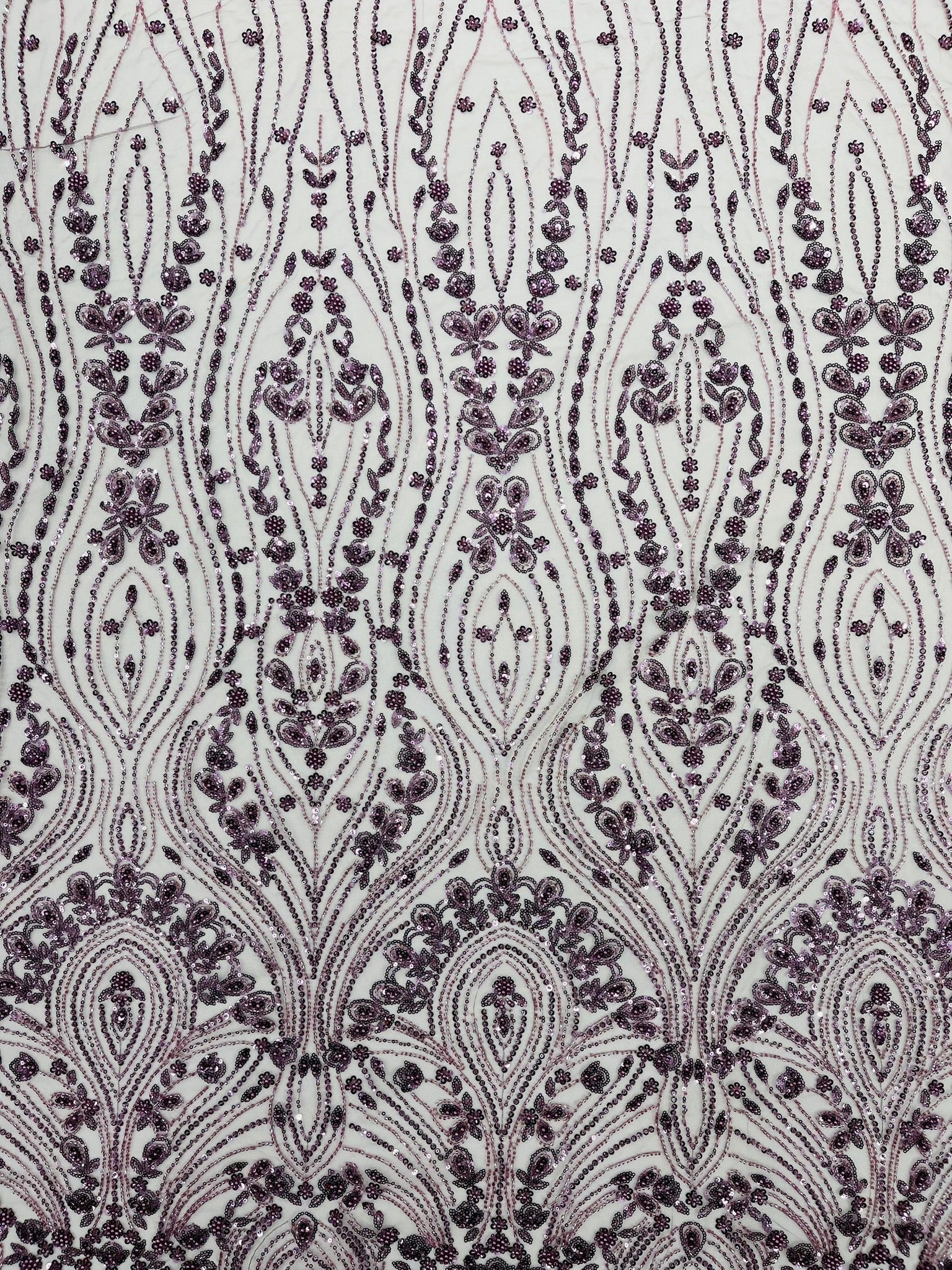 Modern Luxury Beaded Fabric Embroidered on a Mesh Lace 54” Wide| New Creations Fabric & Foam Inc. - New Creations Fabric & Foam Inc