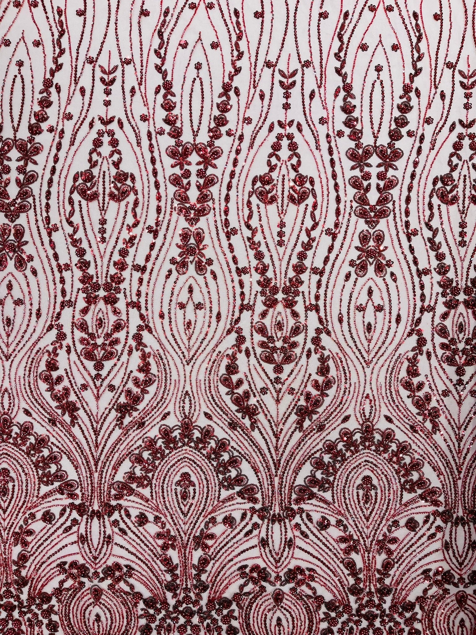 Modern Luxury Beaded Fabric Embroidered on a Mesh Lace 54” Wide| New Creations Fabric & Foam Inc. - New Creations Fabric & Foam Inc