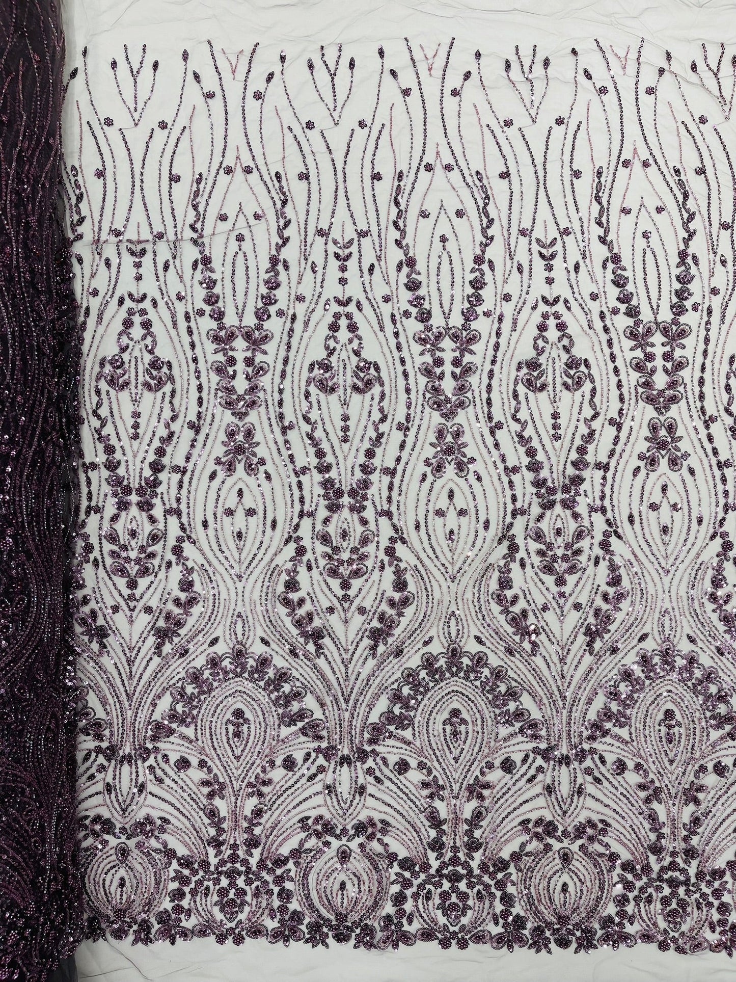 Modern Luxury Beaded Fabric Embroidered on a Mesh Lace 54” Wide| New Creations Fabric & Foam Inc. - New Creations Fabric & Foam Inc