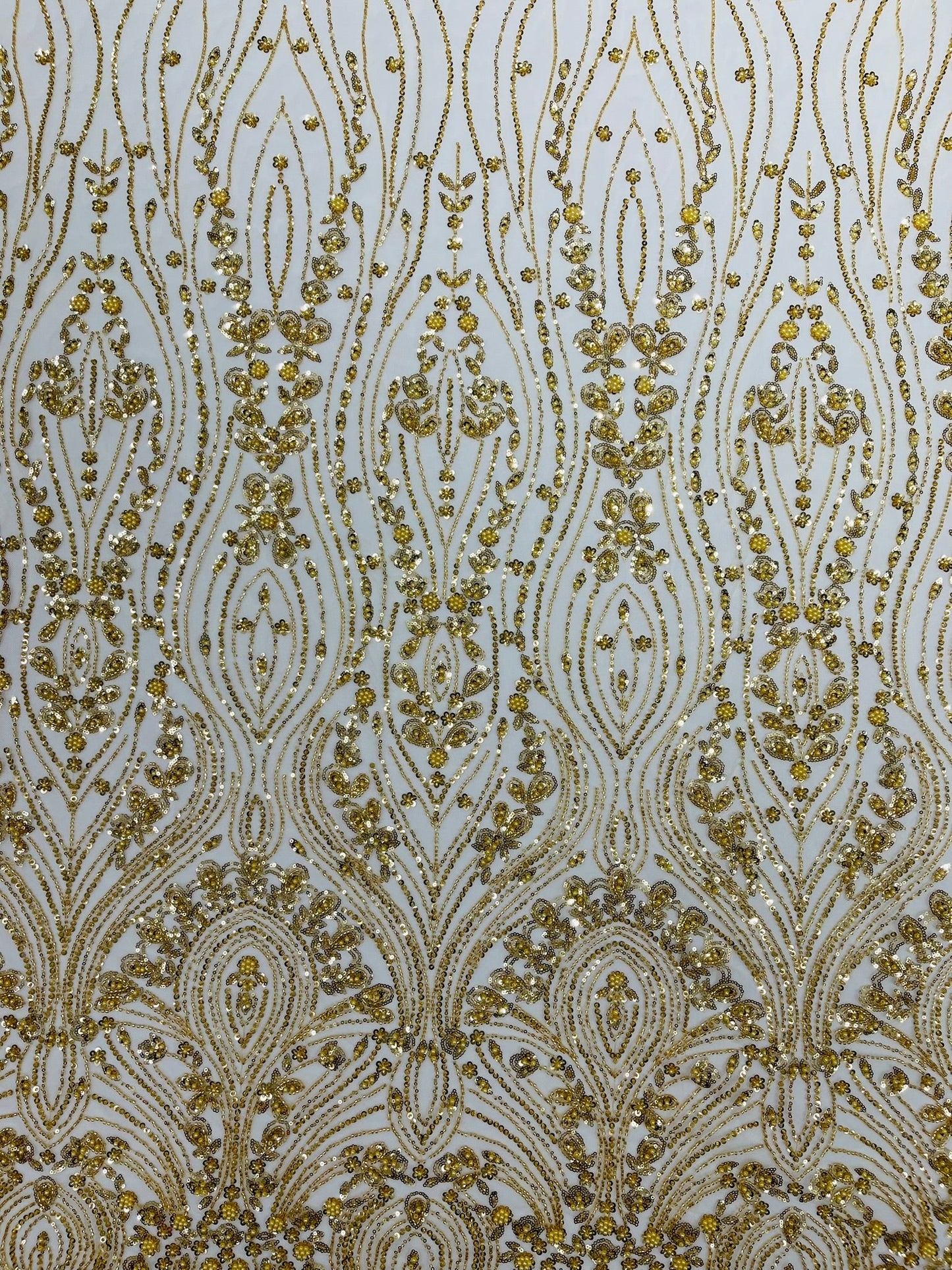 Modern Luxury Beaded Fabric Embroidered on a Mesh Lace 54” Wide| New Creations Fabric & Foam Inc. - New Creations Fabric & Foam Inc