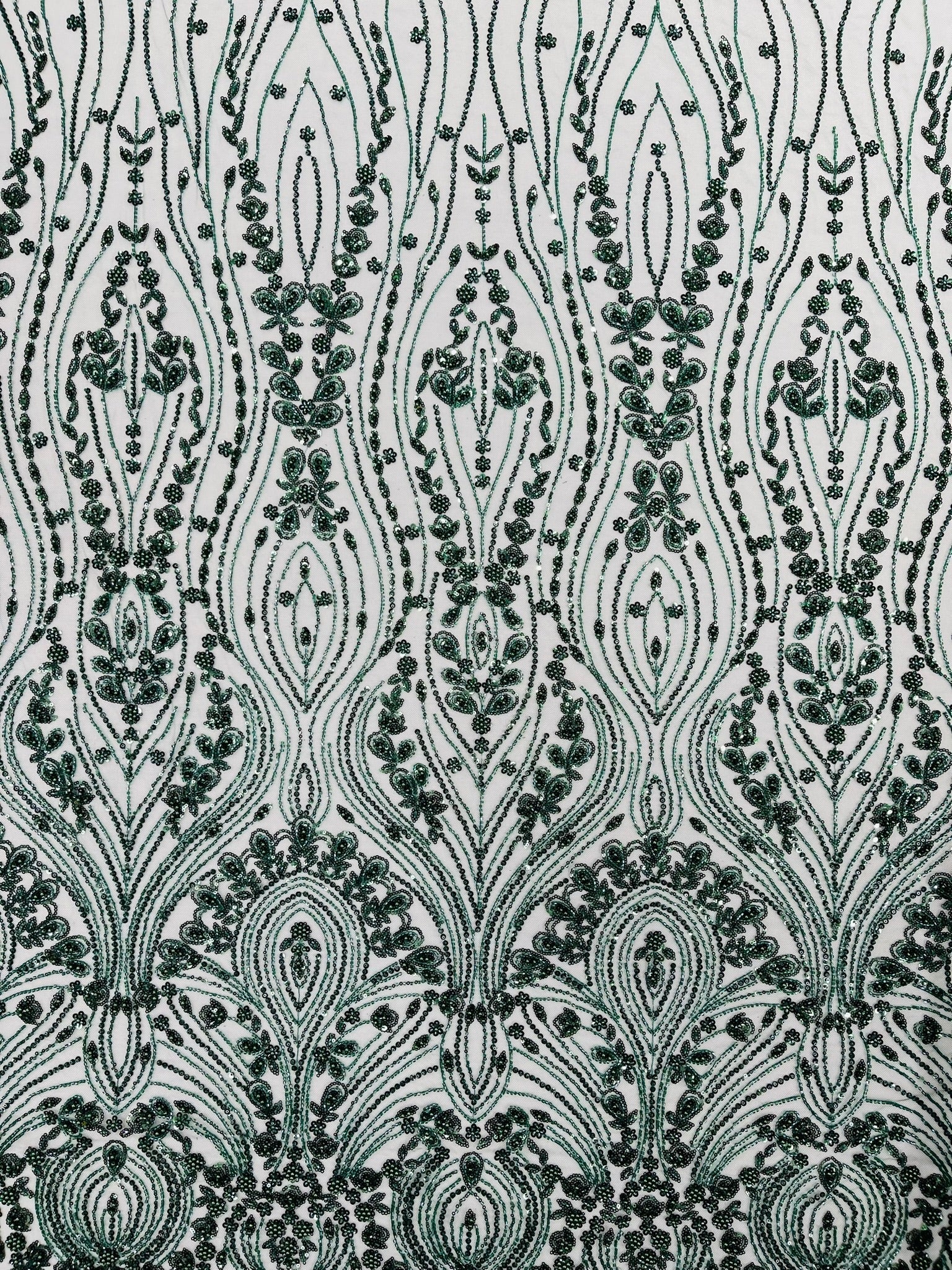 Modern Luxury Beaded Fabric Embroidered on a Mesh Lace 54” Wide| New Creations Fabric & Foam Inc. - New Creations Fabric & Foam Inc