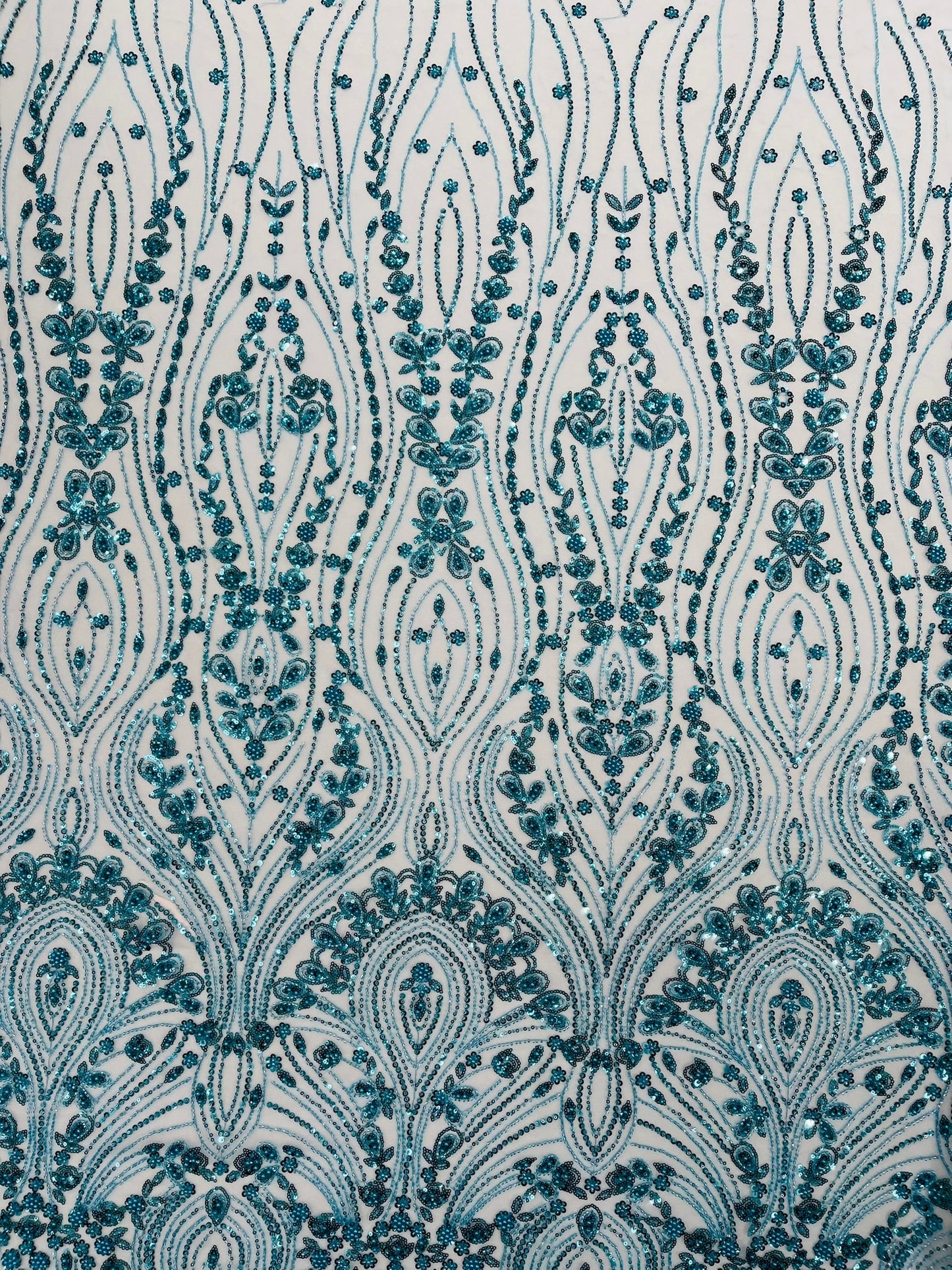 Modern Luxury Beaded Fabric Embroidered on a Mesh Lace 54” Wide| New Creations Fabric & Foam Inc. - New Creations Fabric & Foam Inc