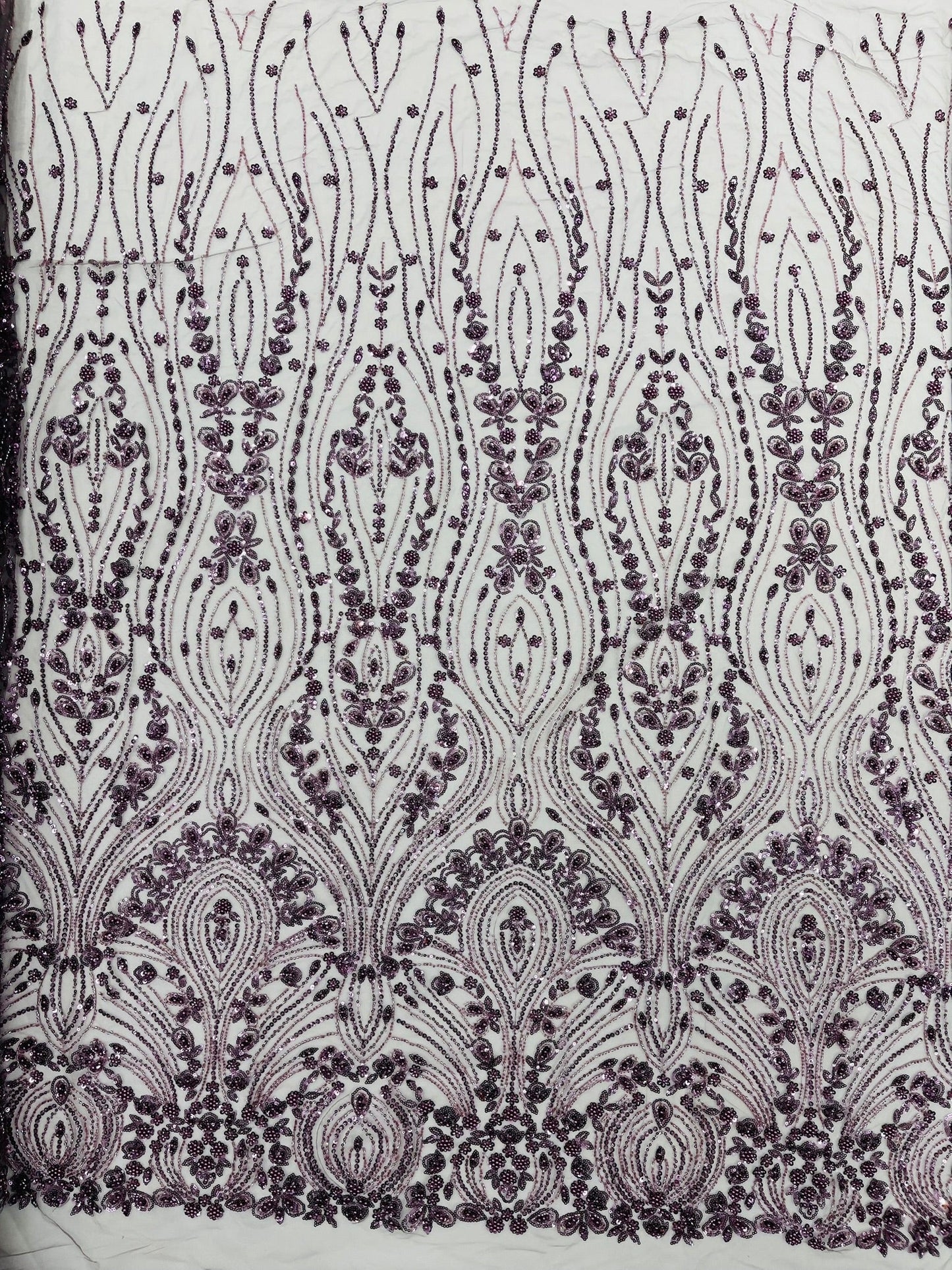 Modern Luxury Beaded Fabric Embroidered on a Mesh Lace 54” Wide| New Creations Fabric & Foam Inc. - New Creations Fabric & Foam Inc