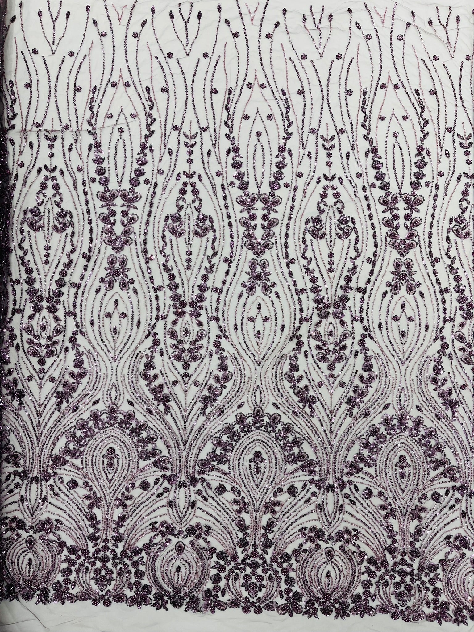 Modern Luxury Beaded Fabric Embroidered on a Mesh Lace 54” Wide| New Creations Fabric & Foam Inc. - New Creations Fabric & Foam Inc