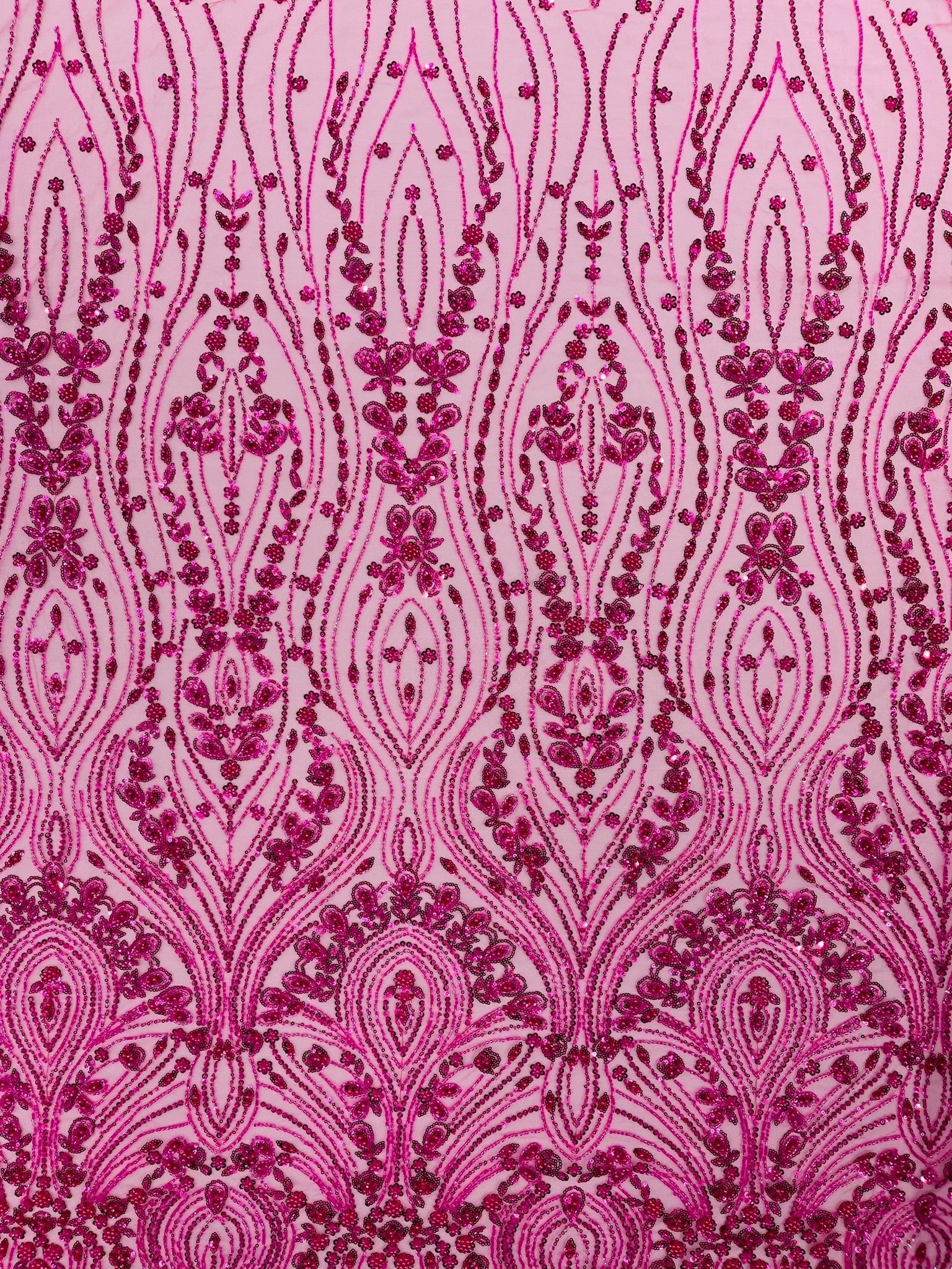 Modern Luxury Beaded Fabric Embroidered on a Mesh Lace 54” Wide| New Creations Fabric & Foam Inc. - New Creations Fabric & Foam Inc