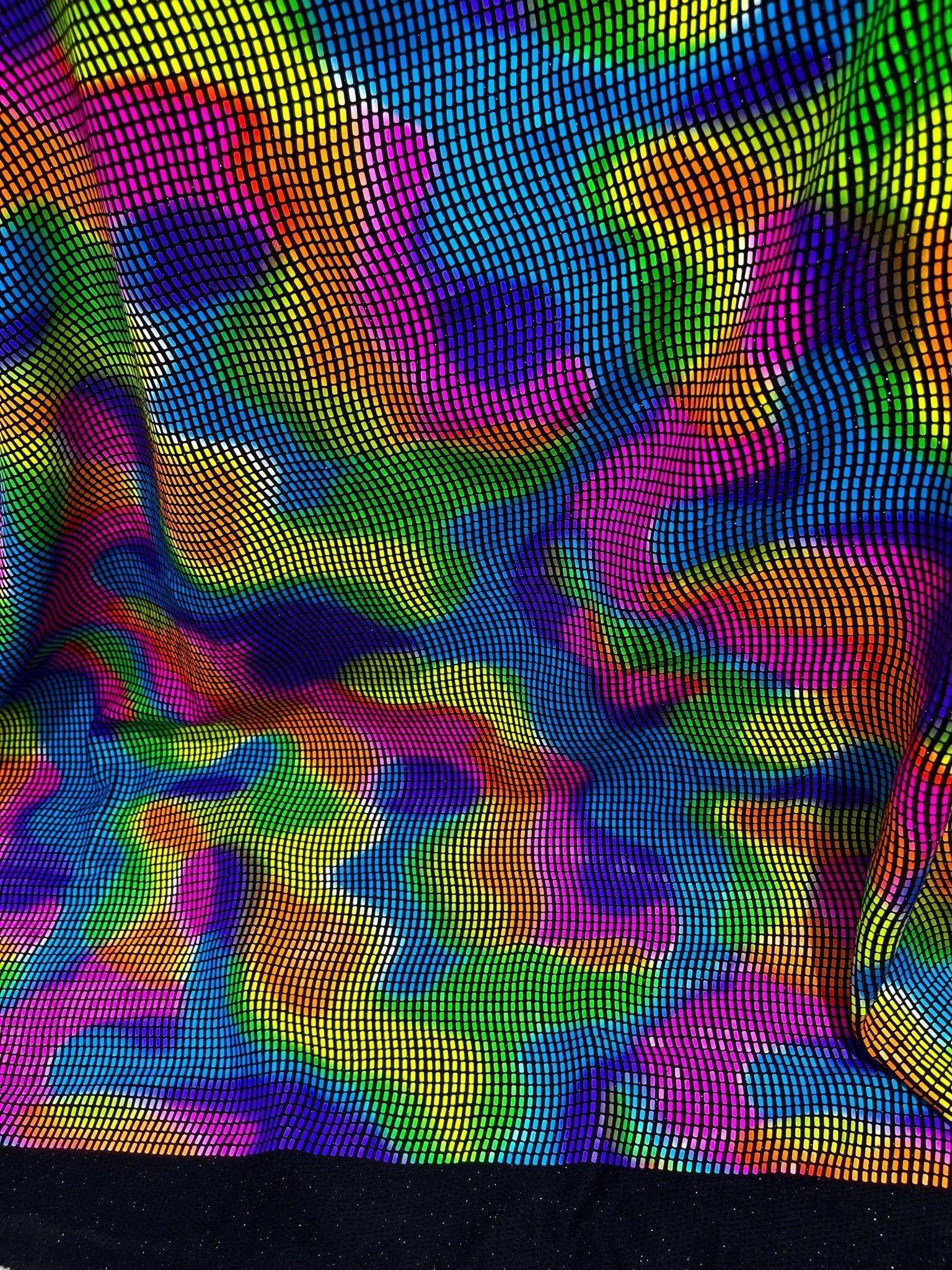 Multi Color Fabric with Retro Sequin Design, 4-Way Stretch Lurex for Costume Sewing - New Creations Fabric & Foam Inc