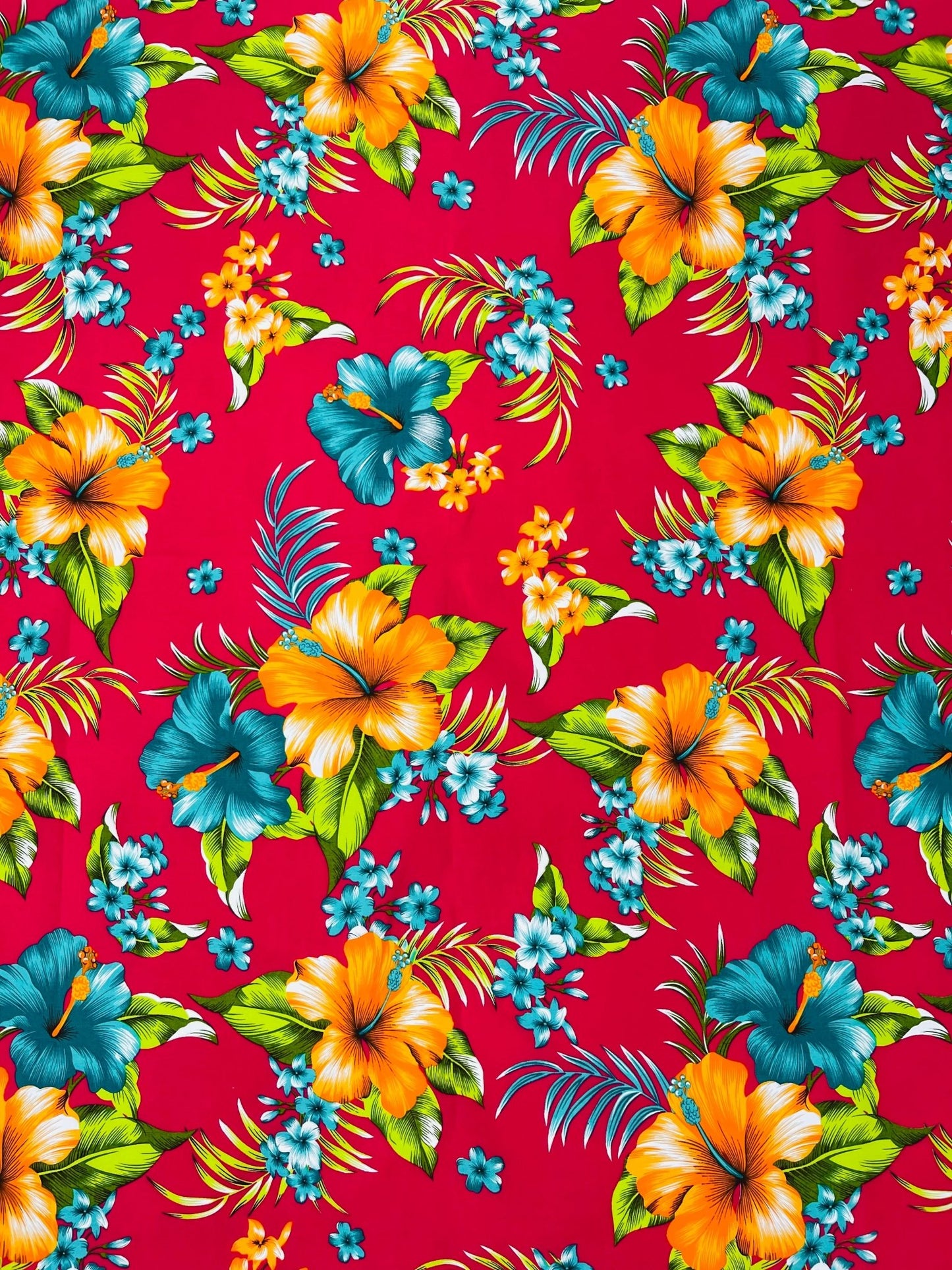 Multi Color Hawaiian Hibiscus Floral Fabric| New Creations Fabric & Foam Inc. - New Creations Fabric & Foam Inc