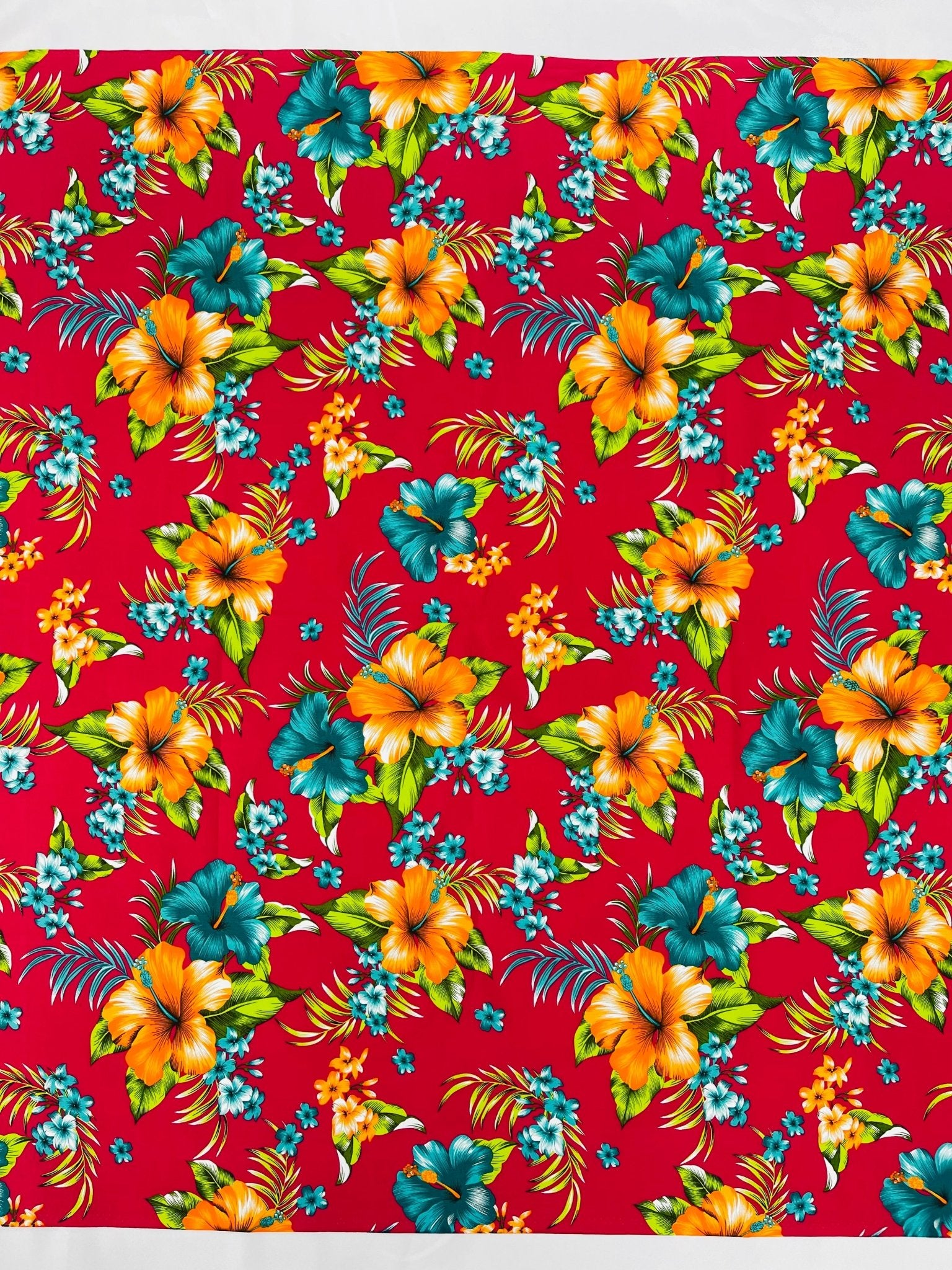 Multi Color Hawaiian Hibiscus Floral Fabric| New Creations Fabric & Foam Inc. - New Creations Fabric & Foam Inc
