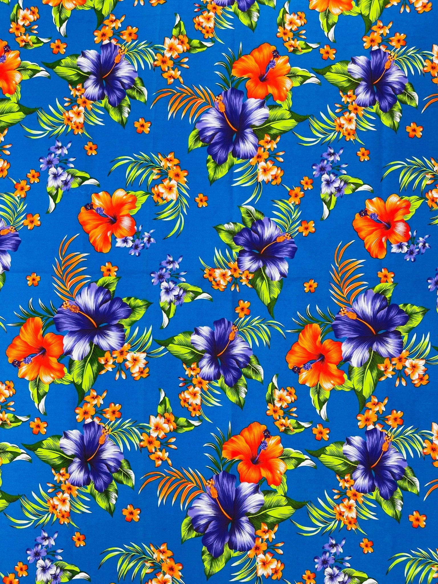 Multi Color Hawaiian Hibiscus Floral Fabric| New Creations Fabric & Foam Inc. - New Creations Fabric & Foam Inc