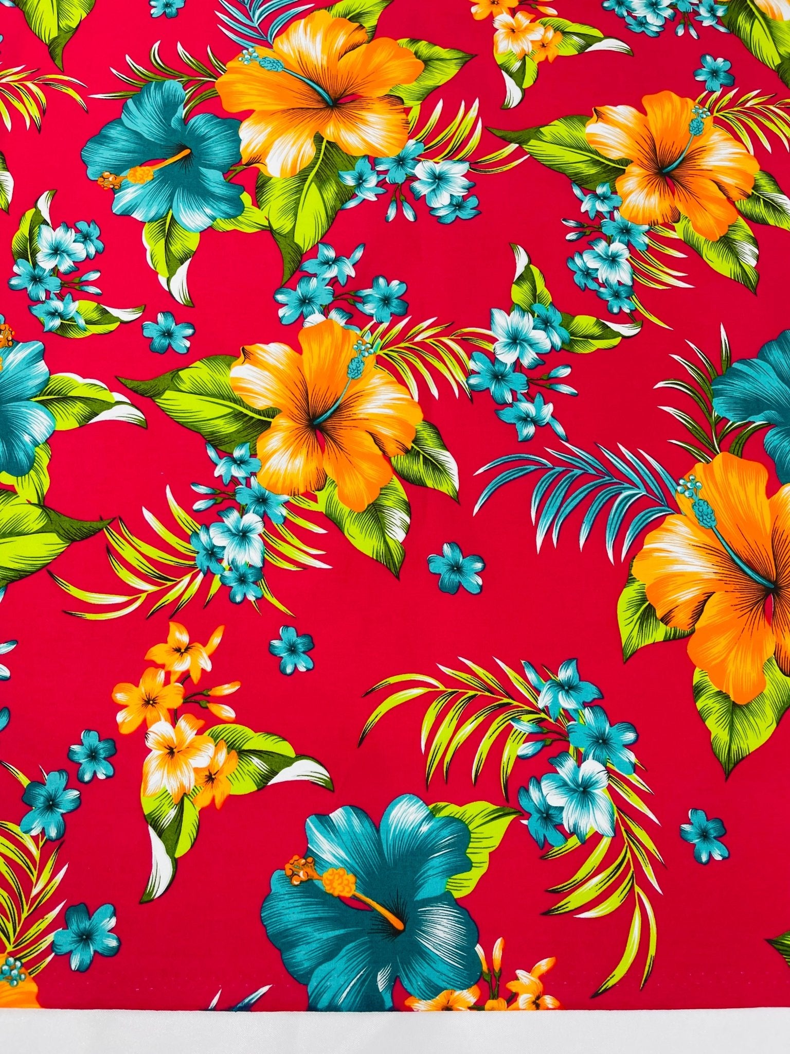 Multi Color Hawaiian Hibiscus Floral Fabric| New Creations Fabric & Foam Inc. - New Creations Fabric & Foam Inc