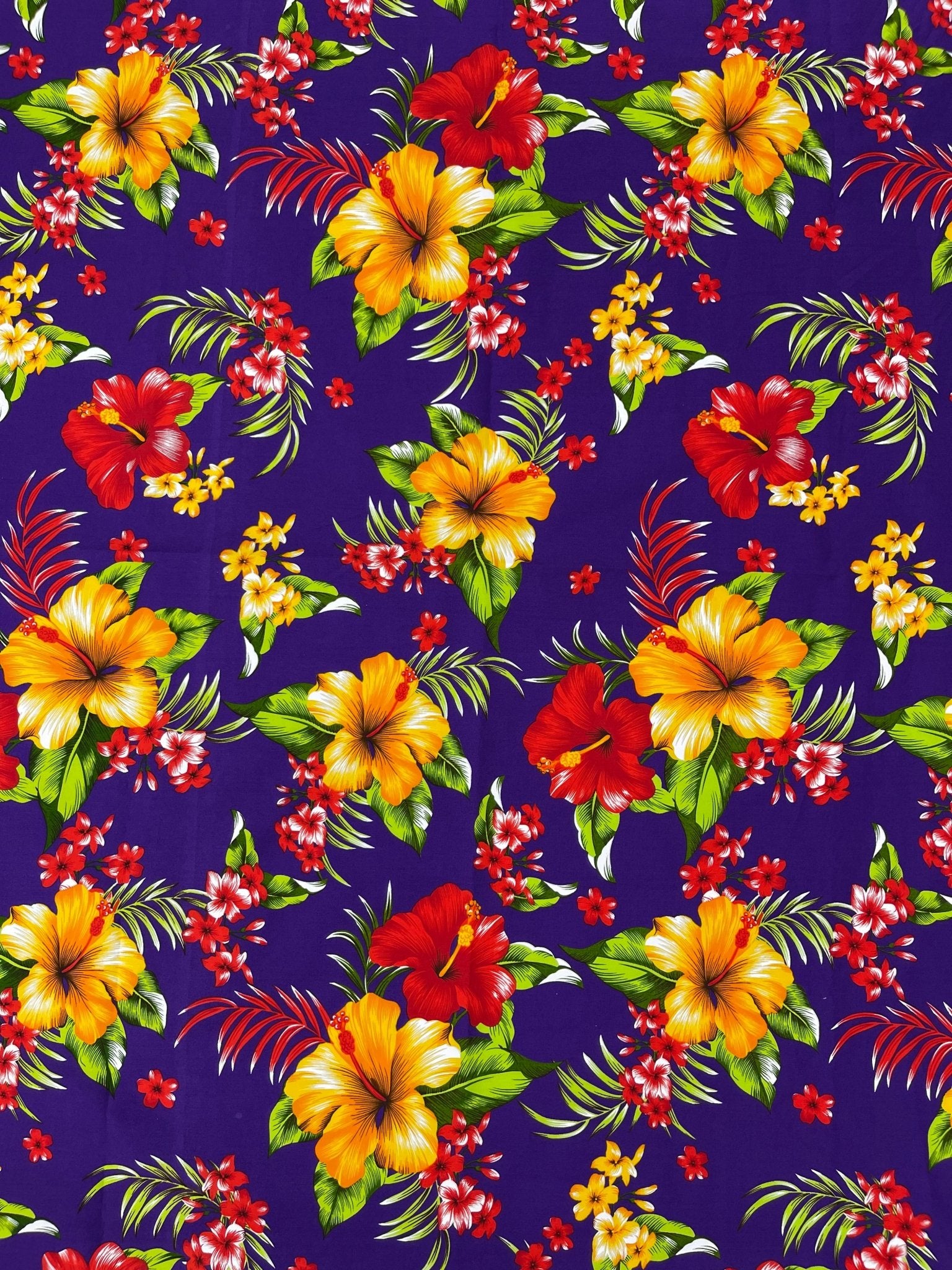 Multi Color Hawaiian Hibiscus Floral Fabric| New Creations Fabric & Foam Inc. - New Creations Fabric & Foam Inc