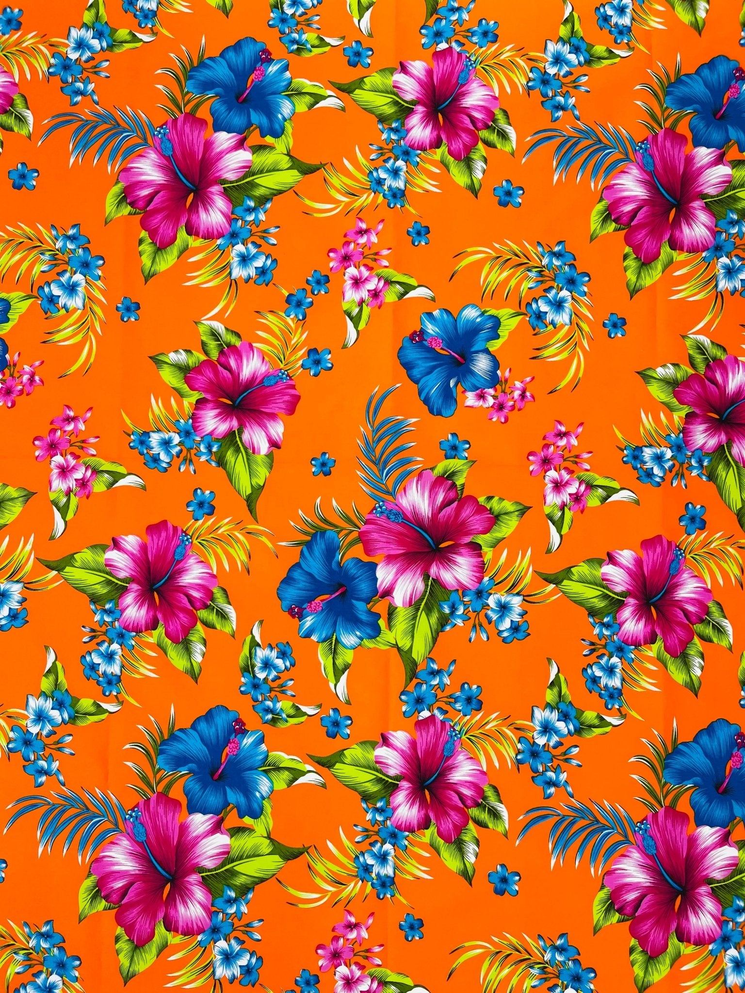 Multi Color Hawaiian Hibiscus Floral Fabric| New Creations Fabric & Foam Inc. - New Creations Fabric & Foam Inc