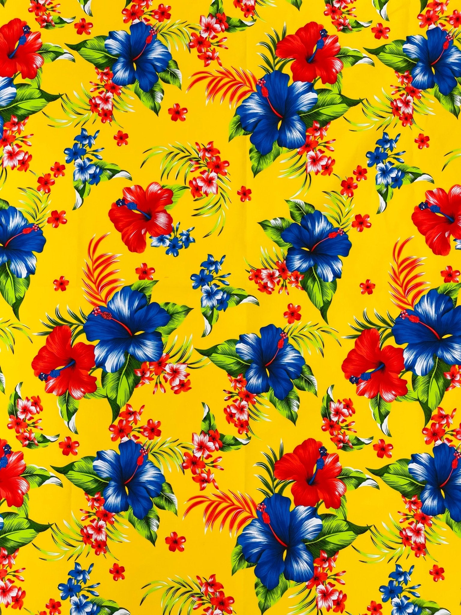 Multi Color Hawaiian Hibiscus Floral Fabric| New Creations Fabric & Foam Inc. - New Creations Fabric & Foam Inc