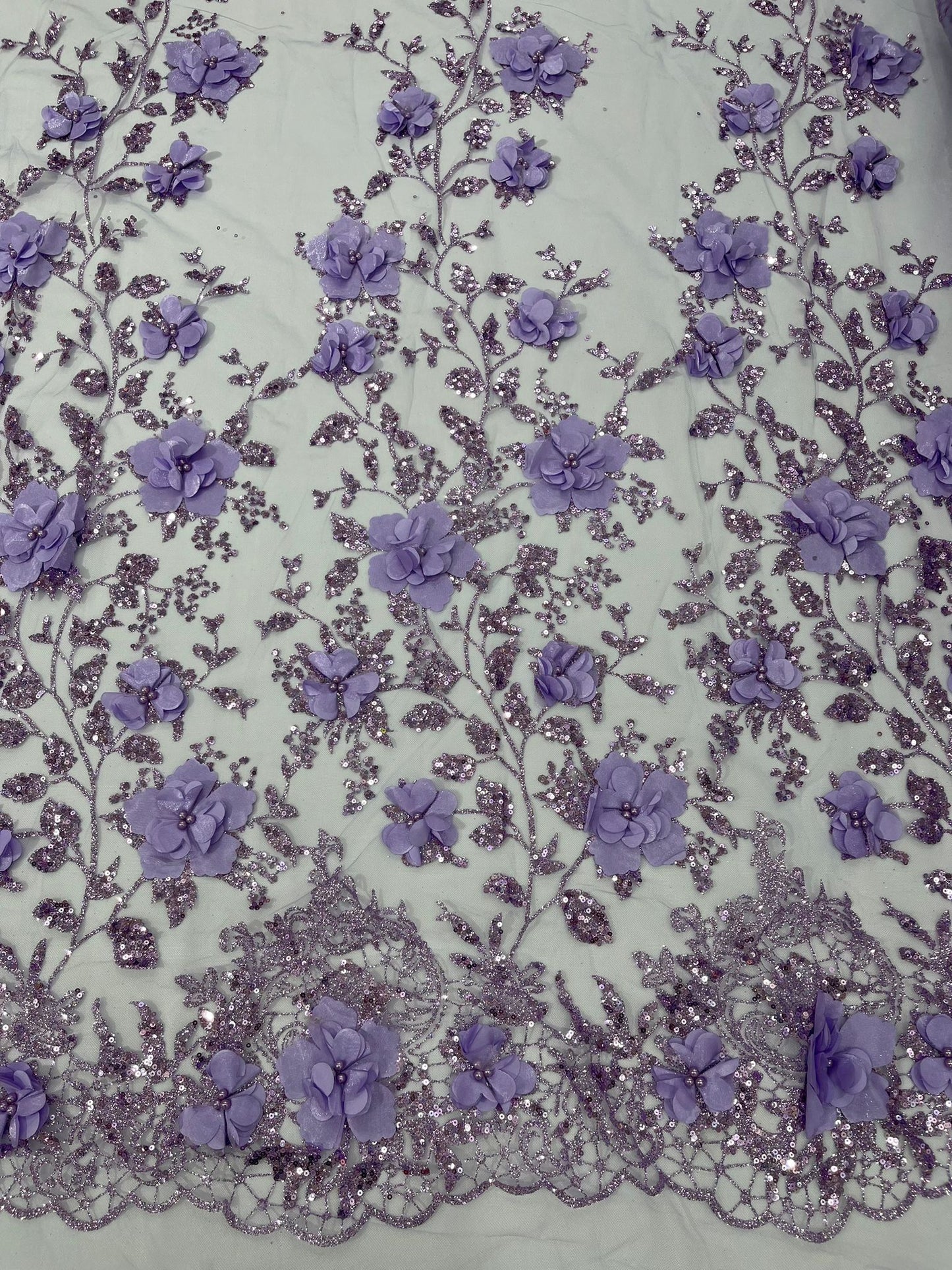 Orquidia 3d satin flower glitter fabric| New Creations Fabric & Foam Inc. - New Creations Fabric & Foam Inc