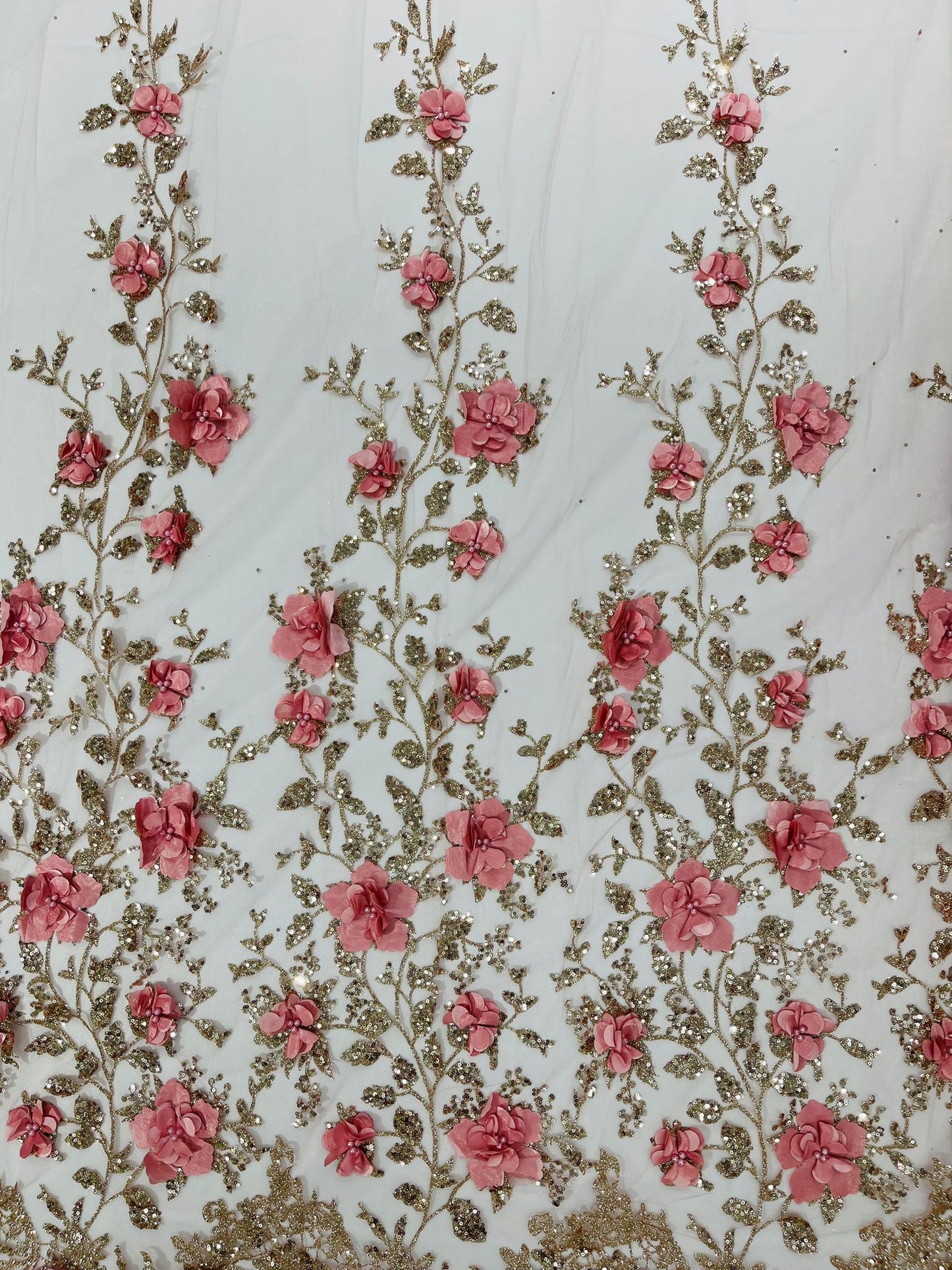 Orquidia 3d satin flower glitter fabric| New Creations Fabric & Foam Inc. - New Creations Fabric & Foam Inc