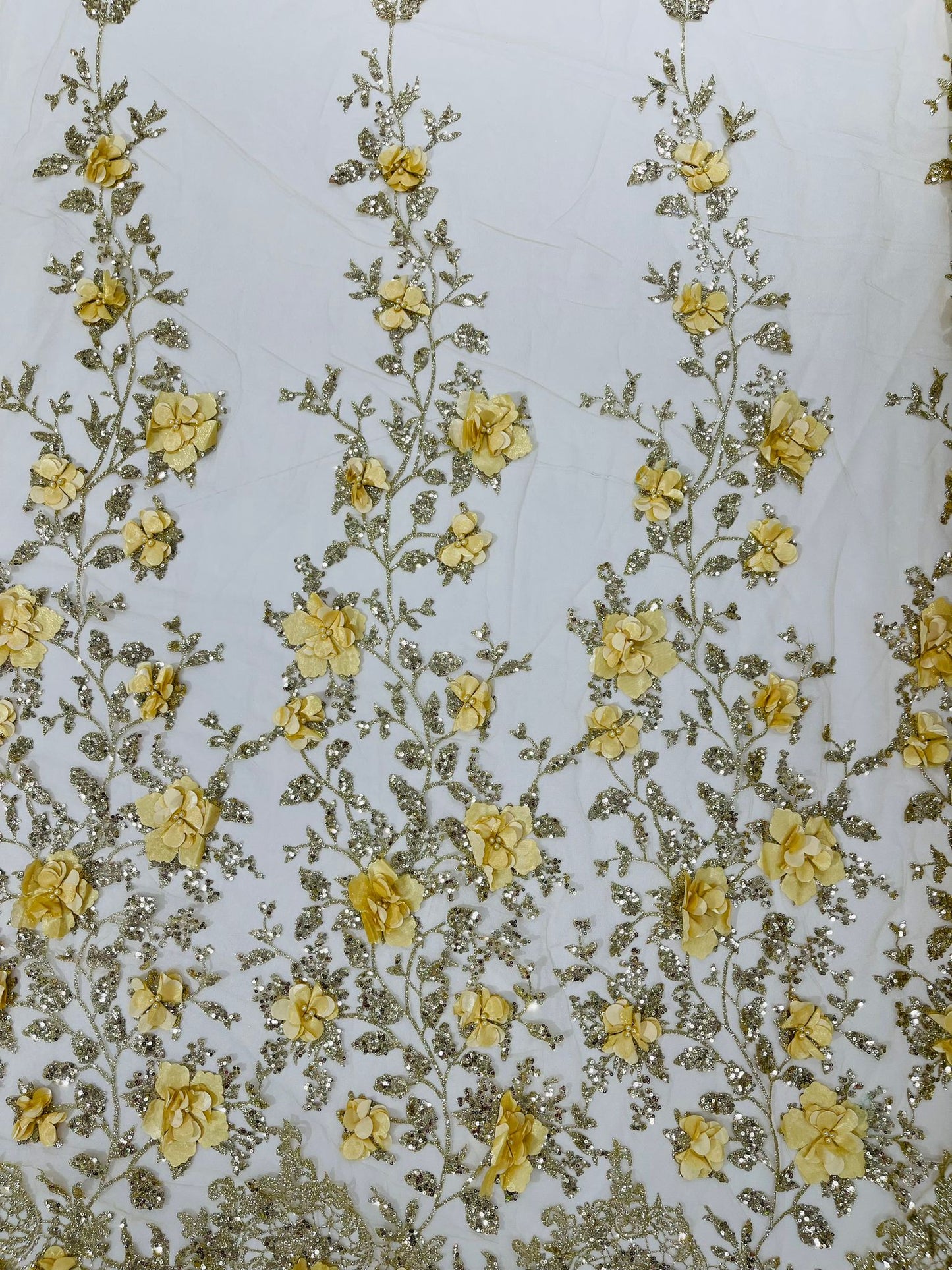 Orquidia 3d satin flower glitter fabric| New Creations Fabric & Foam Inc. - New Creations Fabric & Foam Inc