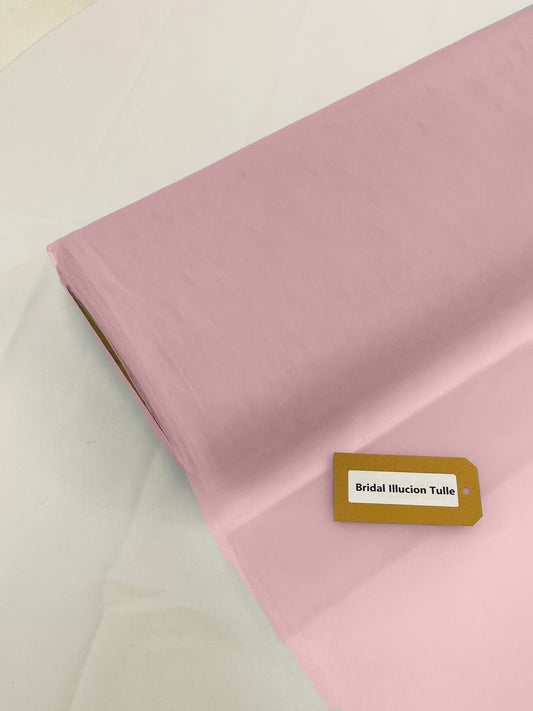 Pale Rose - Bridal Illusion Tulle 108"Wide Polyester Premium Tulle Fabric Bolt, By The Roll. - New Creations Fabric & Foam Inc
