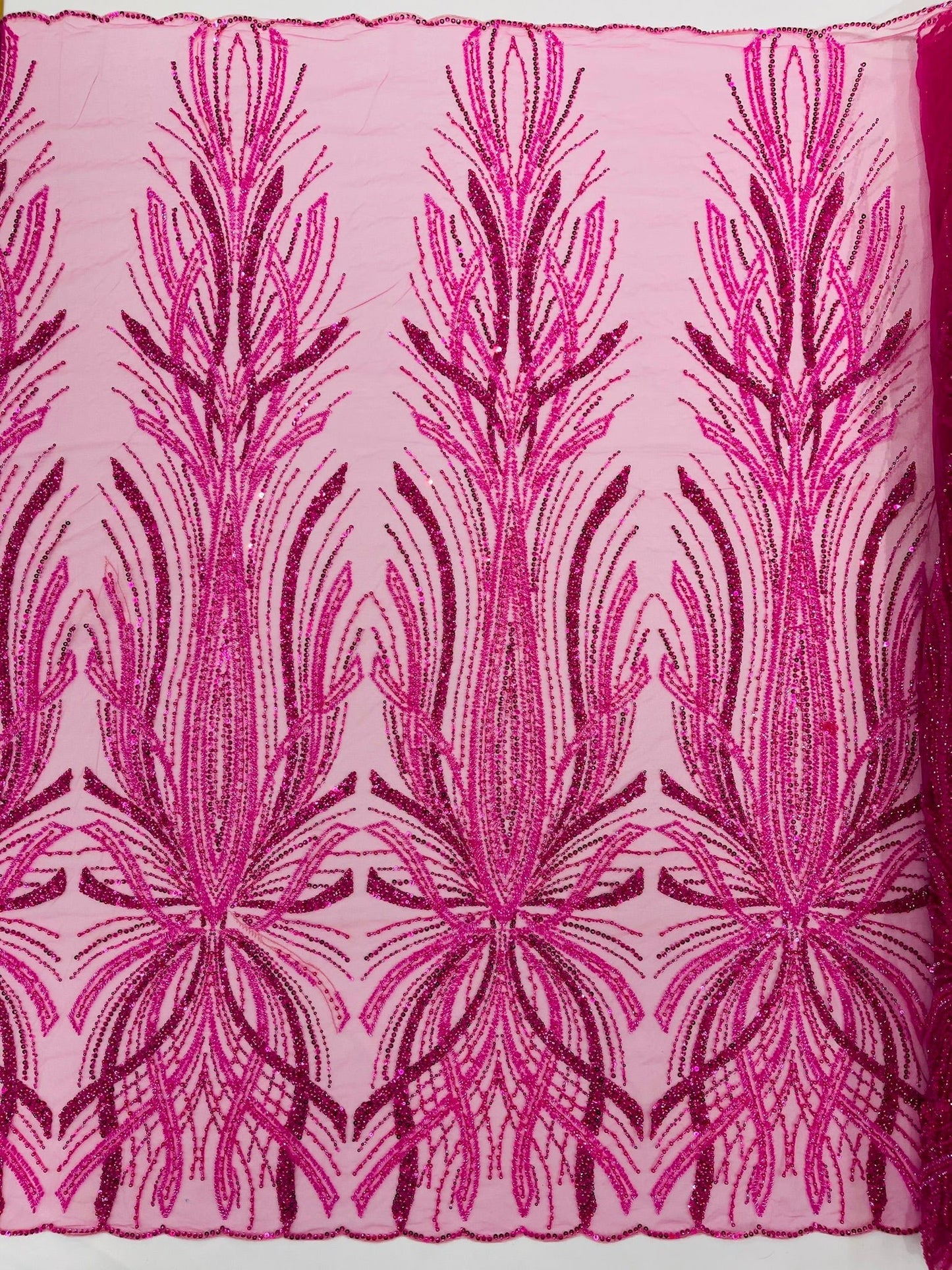 Palm Beaded Damask Design Fabric| New Creations Fabric & Foam Inc. - New Creations Fabric & Foam Inc