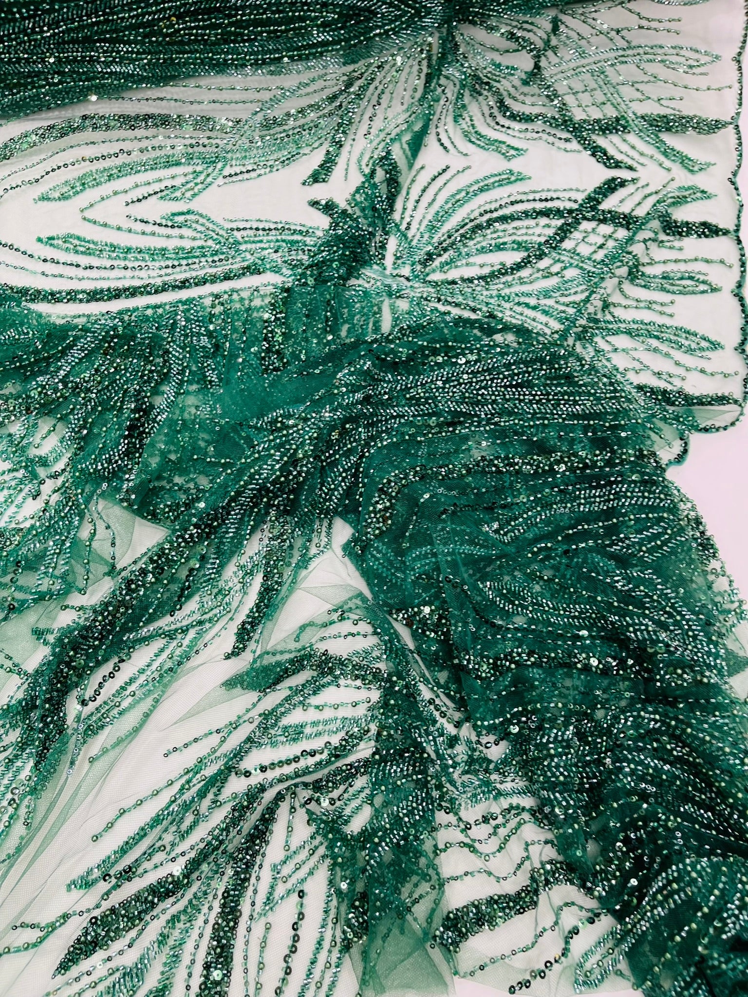 Palm Beaded Damask Design Fabric| New Creations Fabric & Foam Inc. - New Creations Fabric & Foam Inc