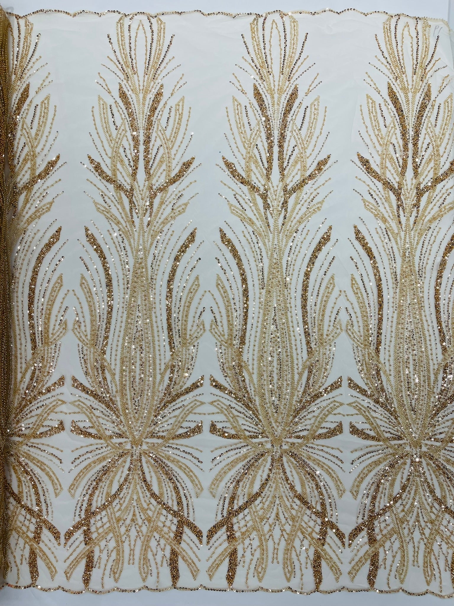 Palm Beaded Damask Design Fabric| New Creations Fabric & Foam Inc. - New Creations Fabric & Foam Inc