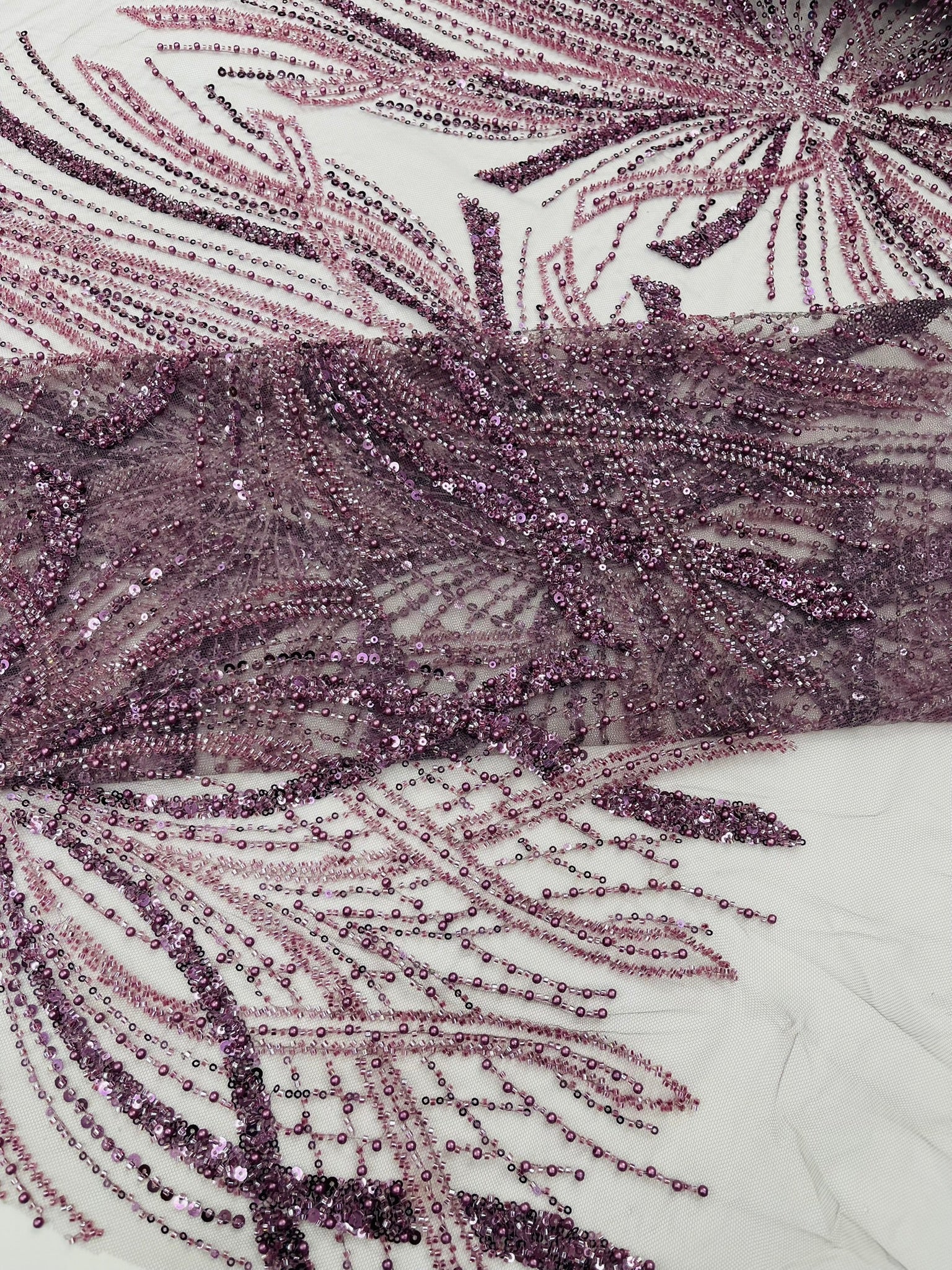 Palm Beaded Damask Design Fabric| New Creations Fabric & Foam Inc. - New Creations Fabric & Foam Inc