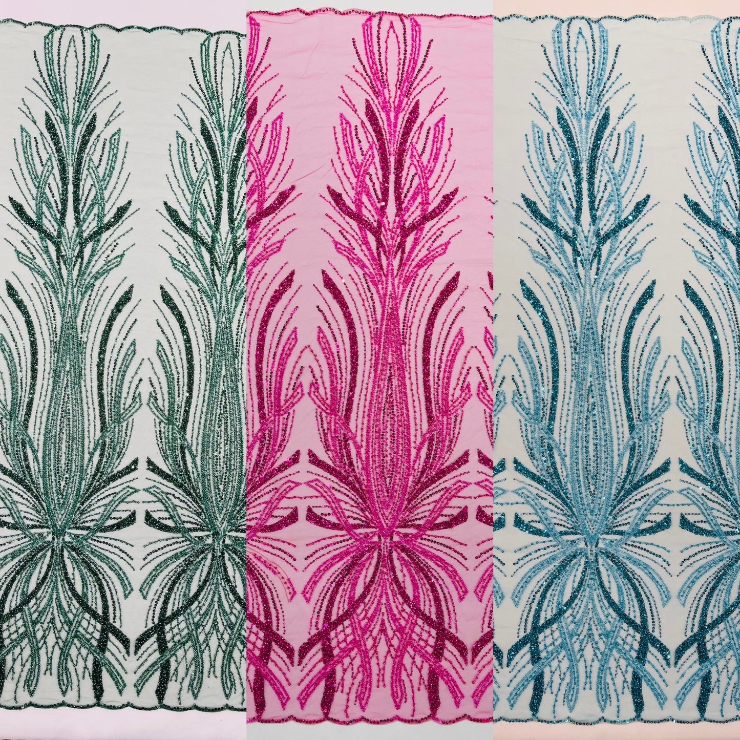 Palm Beaded Damask Design Fabric| New Creations Fabric & Foam Inc. - New Creations Fabric & Foam Inc